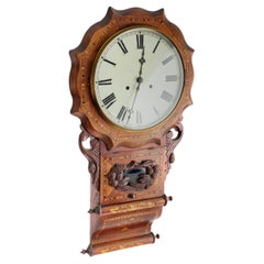 Superb Quality Victorian Walnut Inlaid Wall Clock