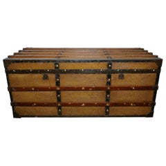 Superb Quality Antique Canvas Travel Chest or Steamer Trunk