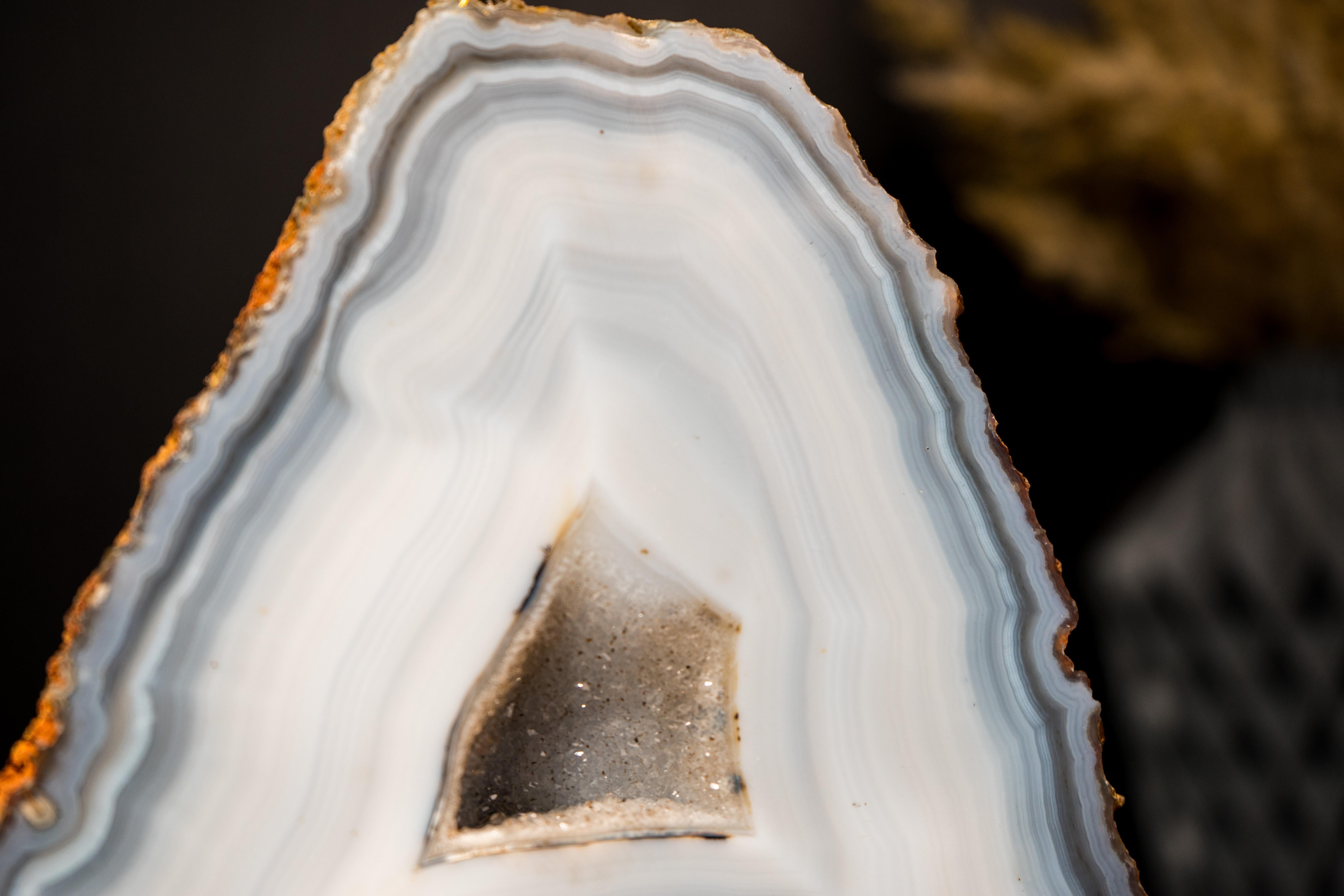 Rare géode d'agate dentelle bleue et blanche, agate de qualité collection en vente 4