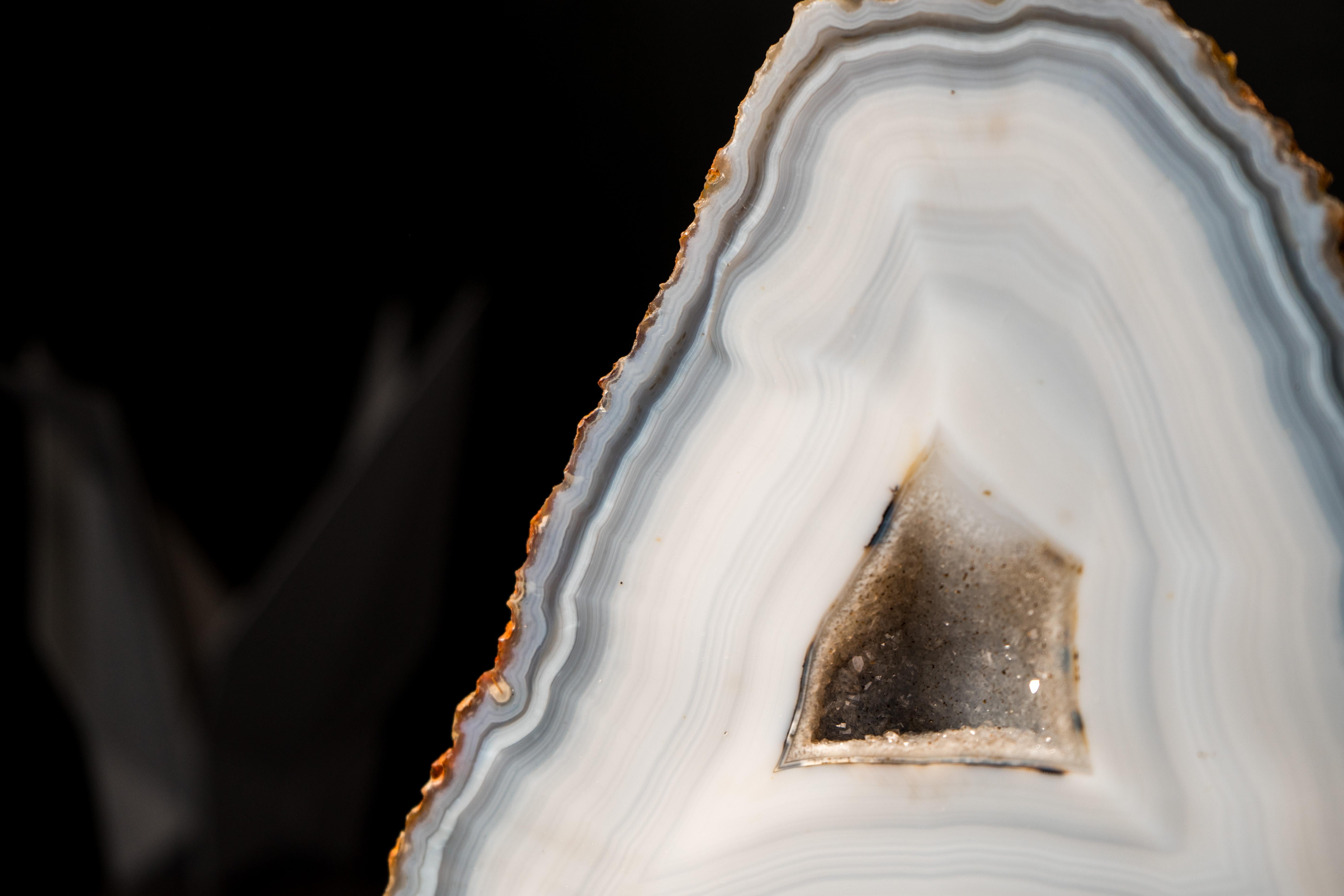 Rare géode d'agate dentelle bleue et blanche, agate de qualité collection en vente 2