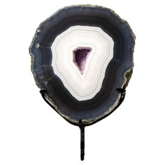 Hervorragender seltener dunkelblauer & weißer Spitzen-Achat-Geode