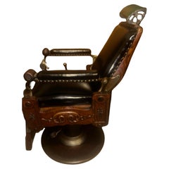 Antique SUPERB Rare Quarter-Sawn Oak Barber Chair