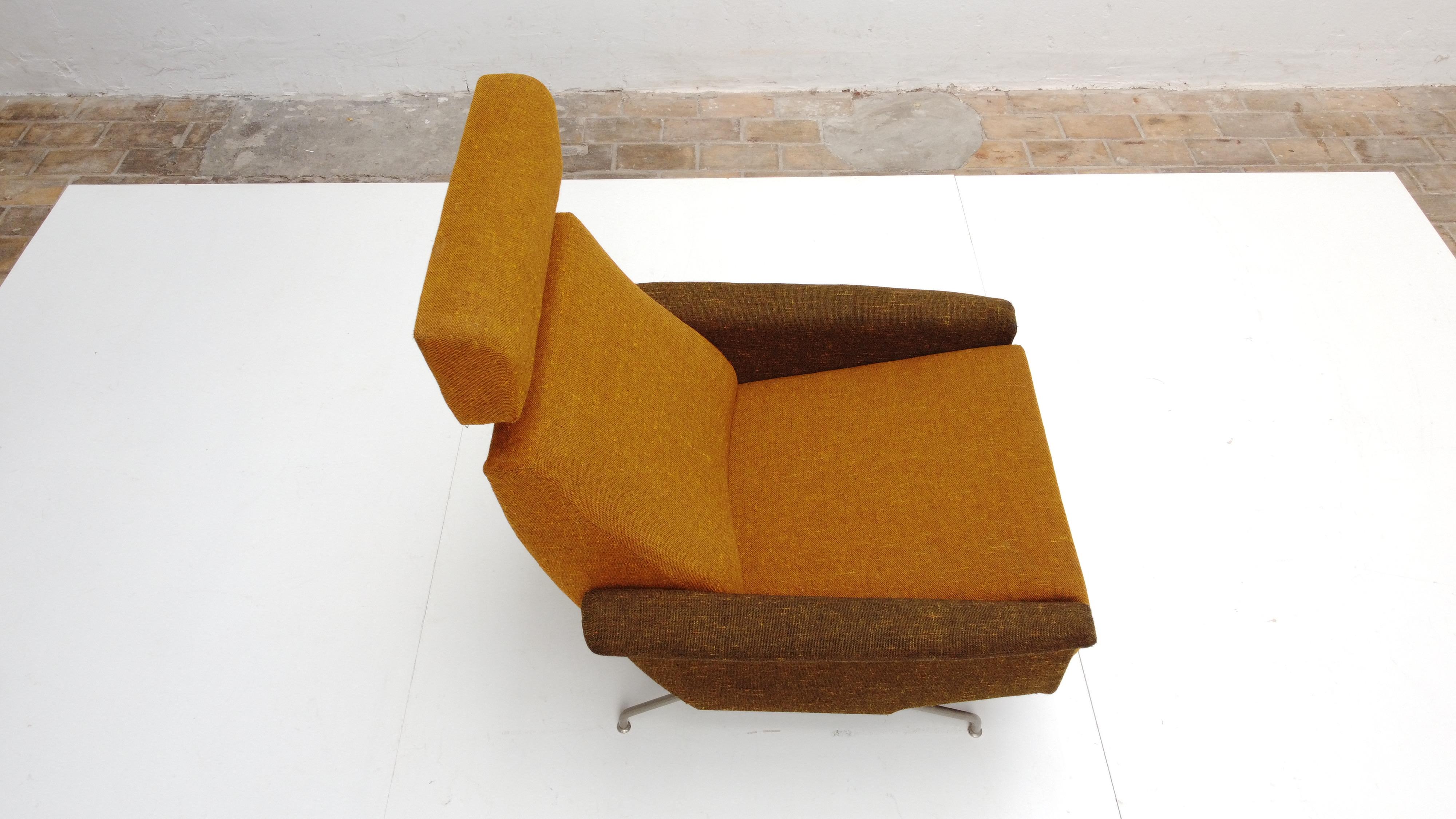 Plated Superb Reclining Lounge Chair by Georges De Rijck for Beaufort Belgium, 1958