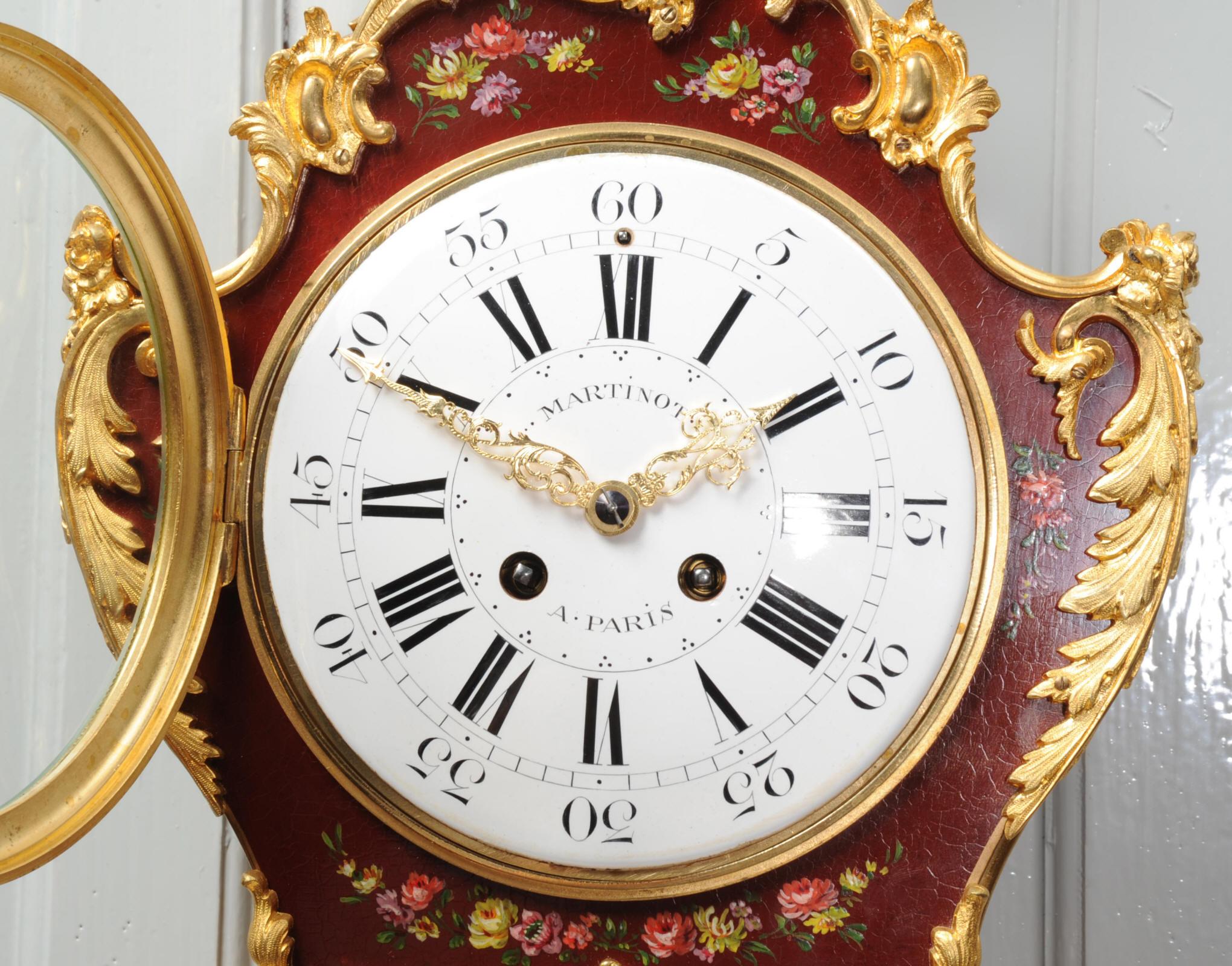 Superb Red Lacquer and Ormolu Bracket Clock 4