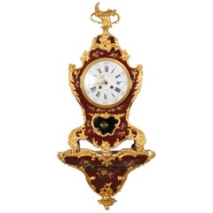 Antique Superb Red Lacquer and Ormolu Bracket Clock