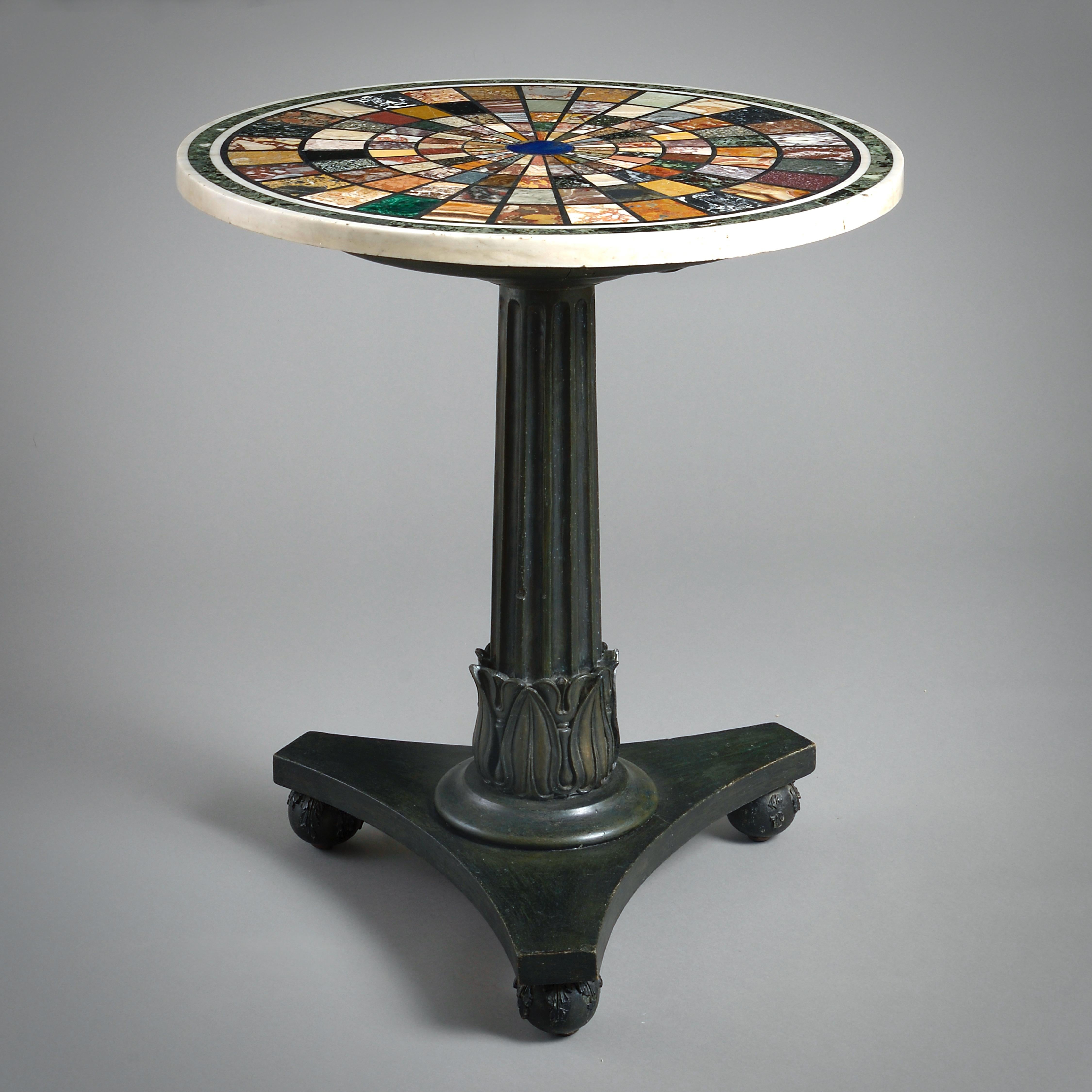 Superb Regency Specimen Marble Centre Table with Bronzed Neoclassical Base In Good Condition For Sale In London, GB