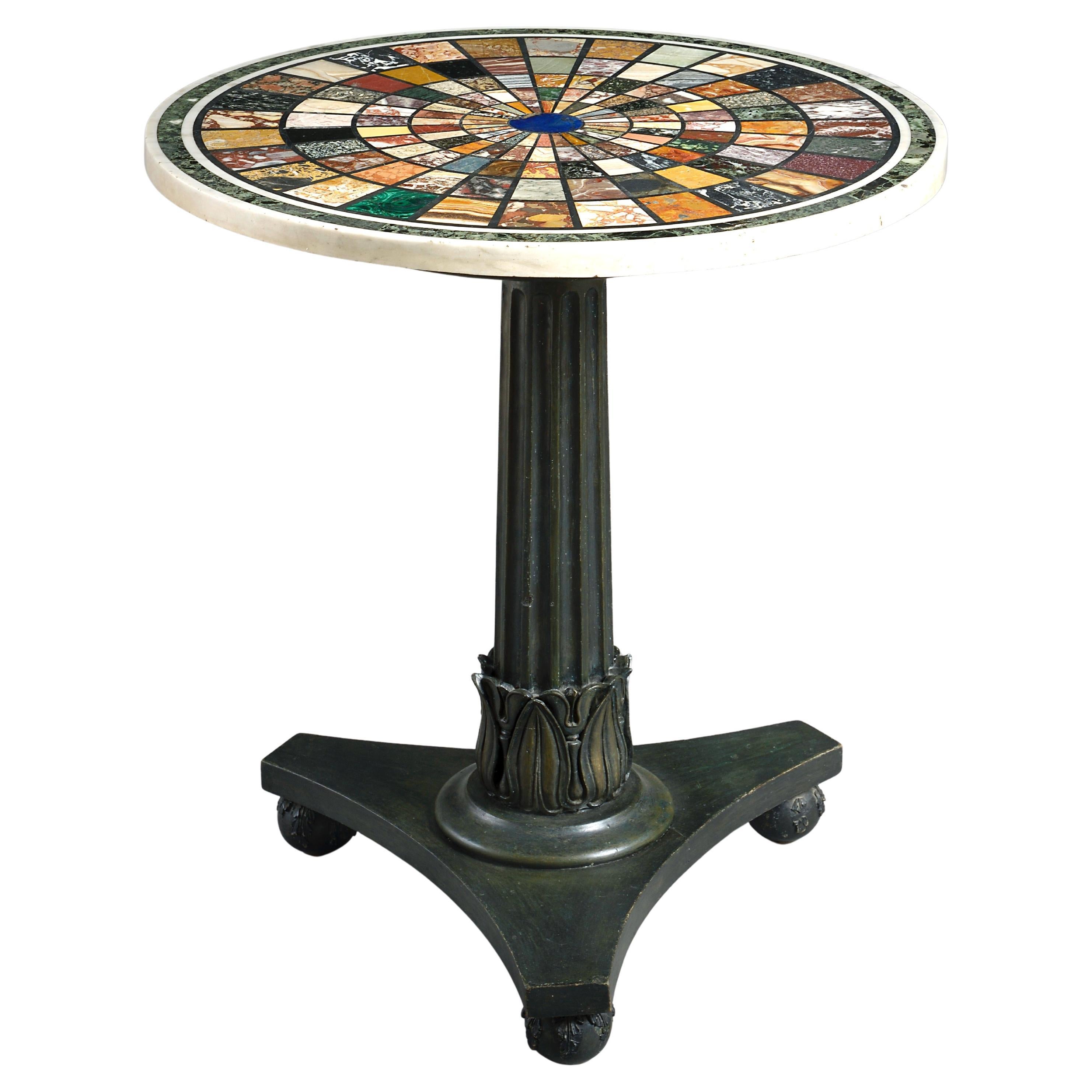 Superb Regency Specimen Marble Centre Table with Bronzed Neoclassical Base For Sale