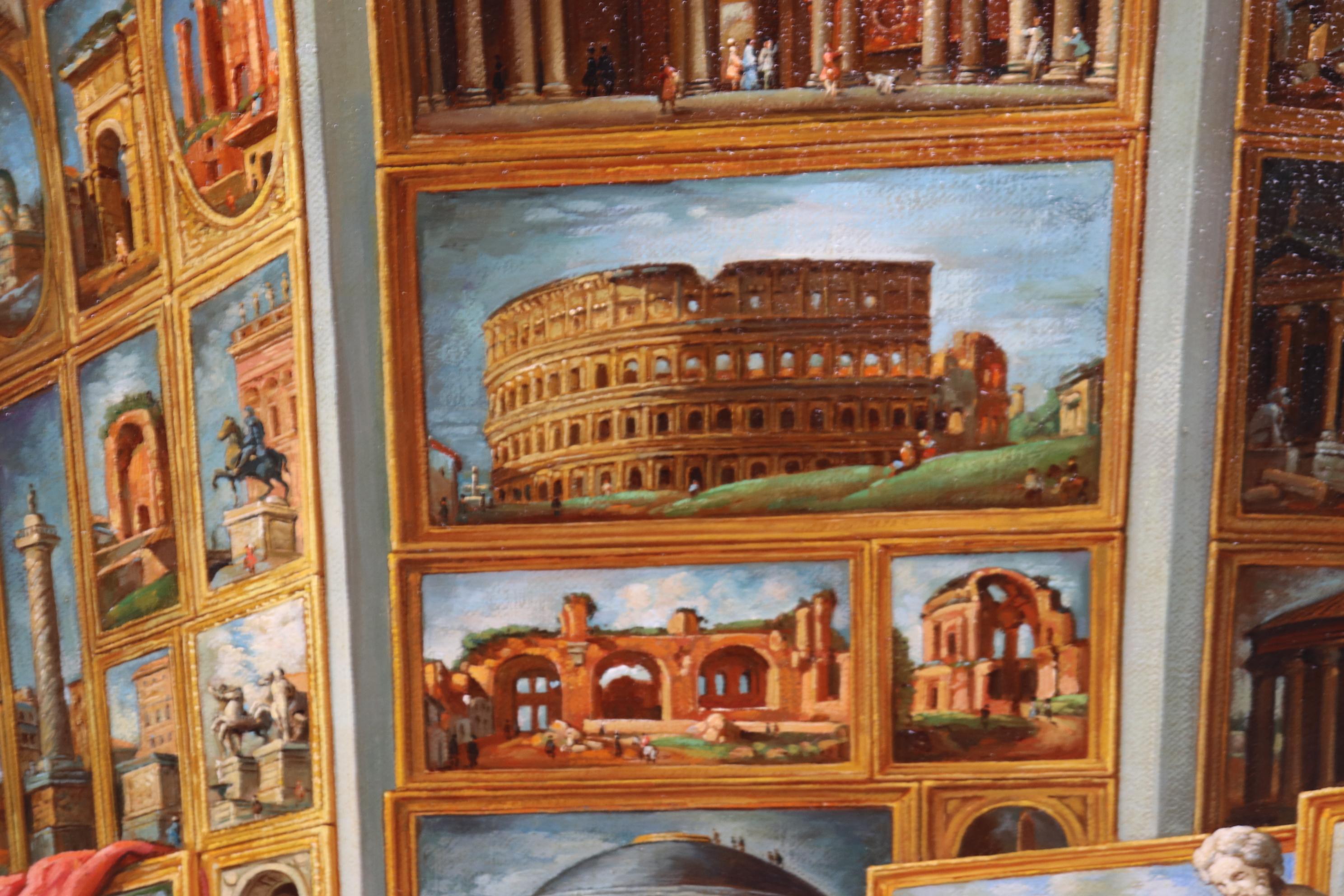 Magnífica pintura escénica italiana del Renacimiento 