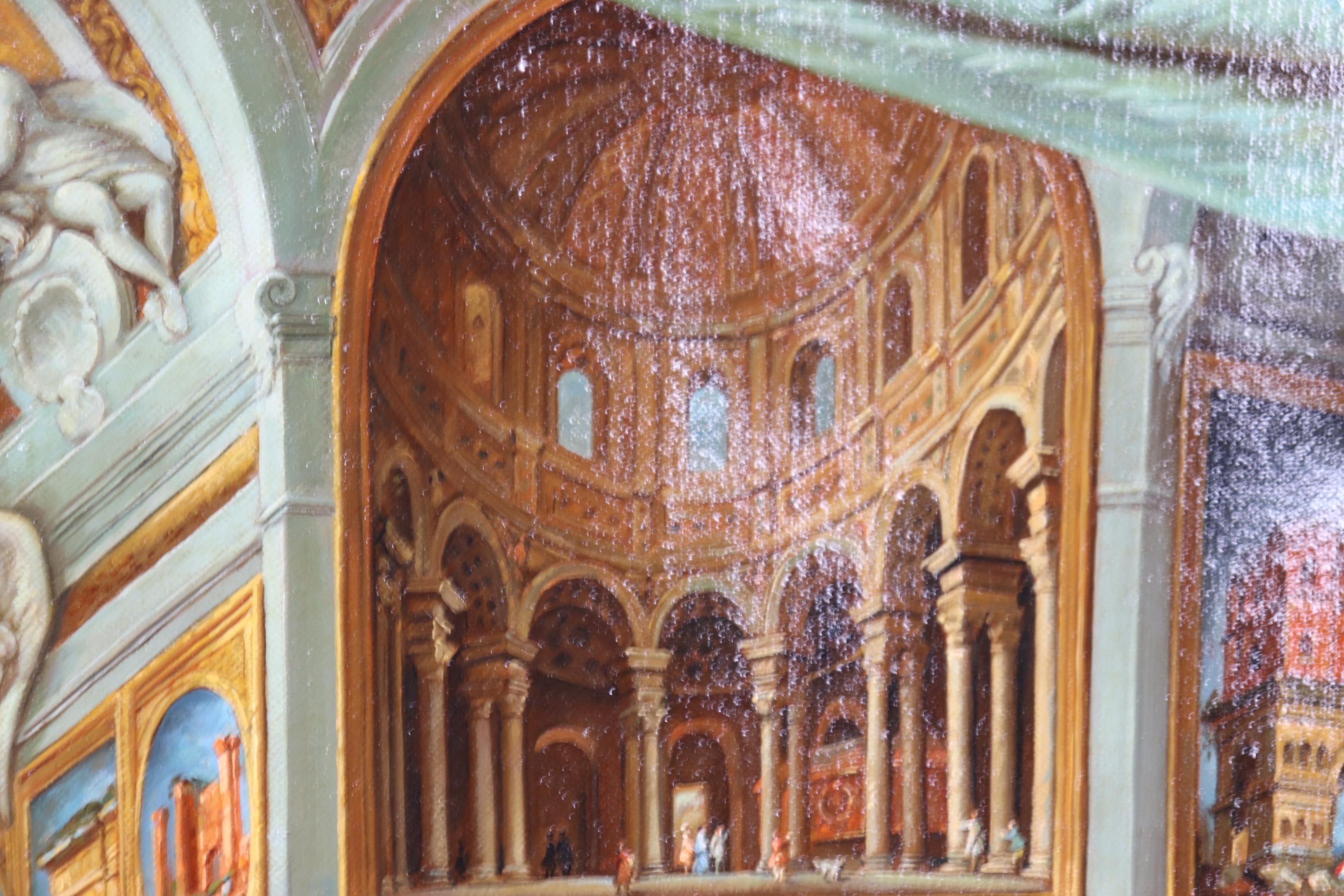 Magnífica pintura escénica italiana del Renacimiento 