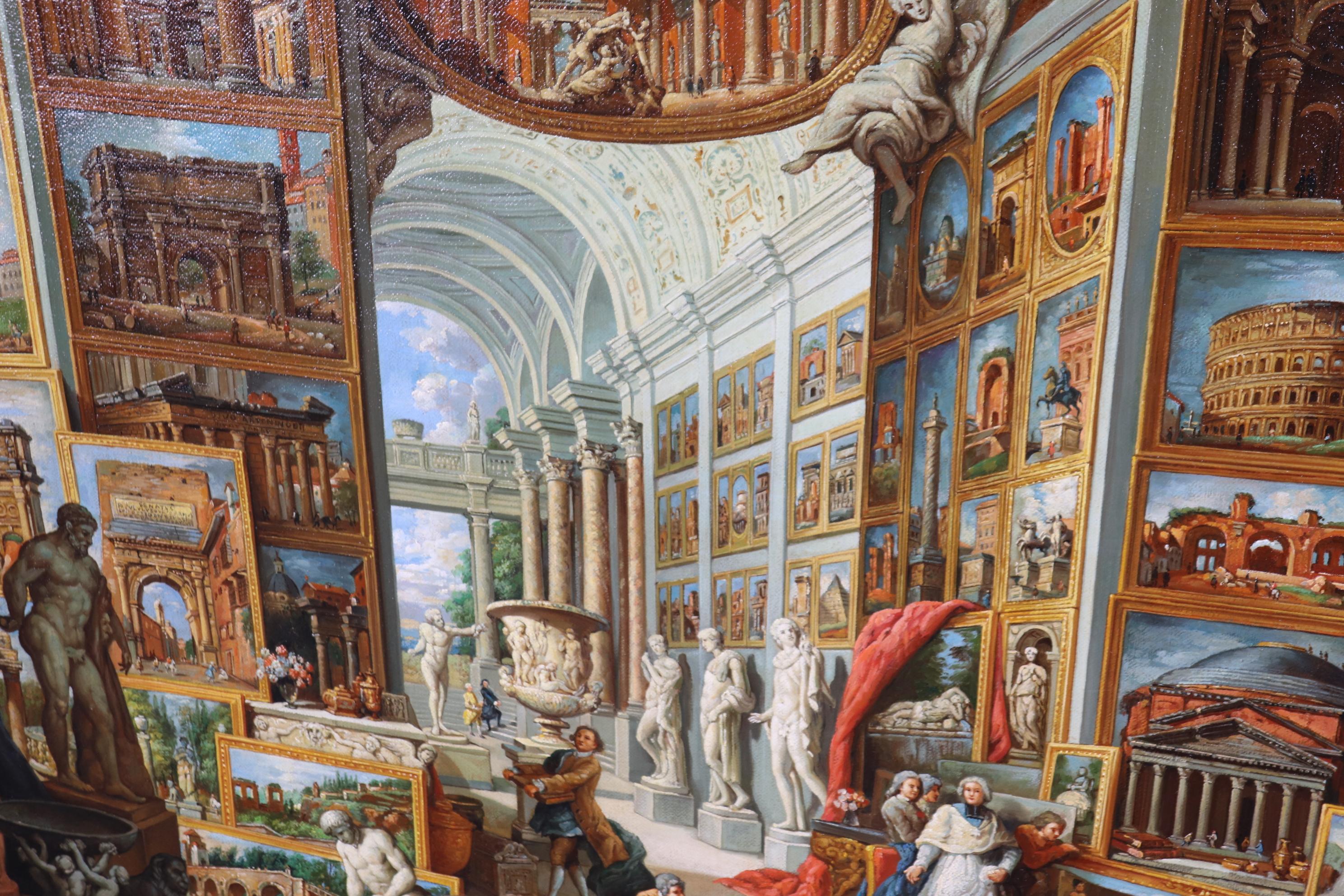 Magnífica pintura escénica italiana del Renacimiento 