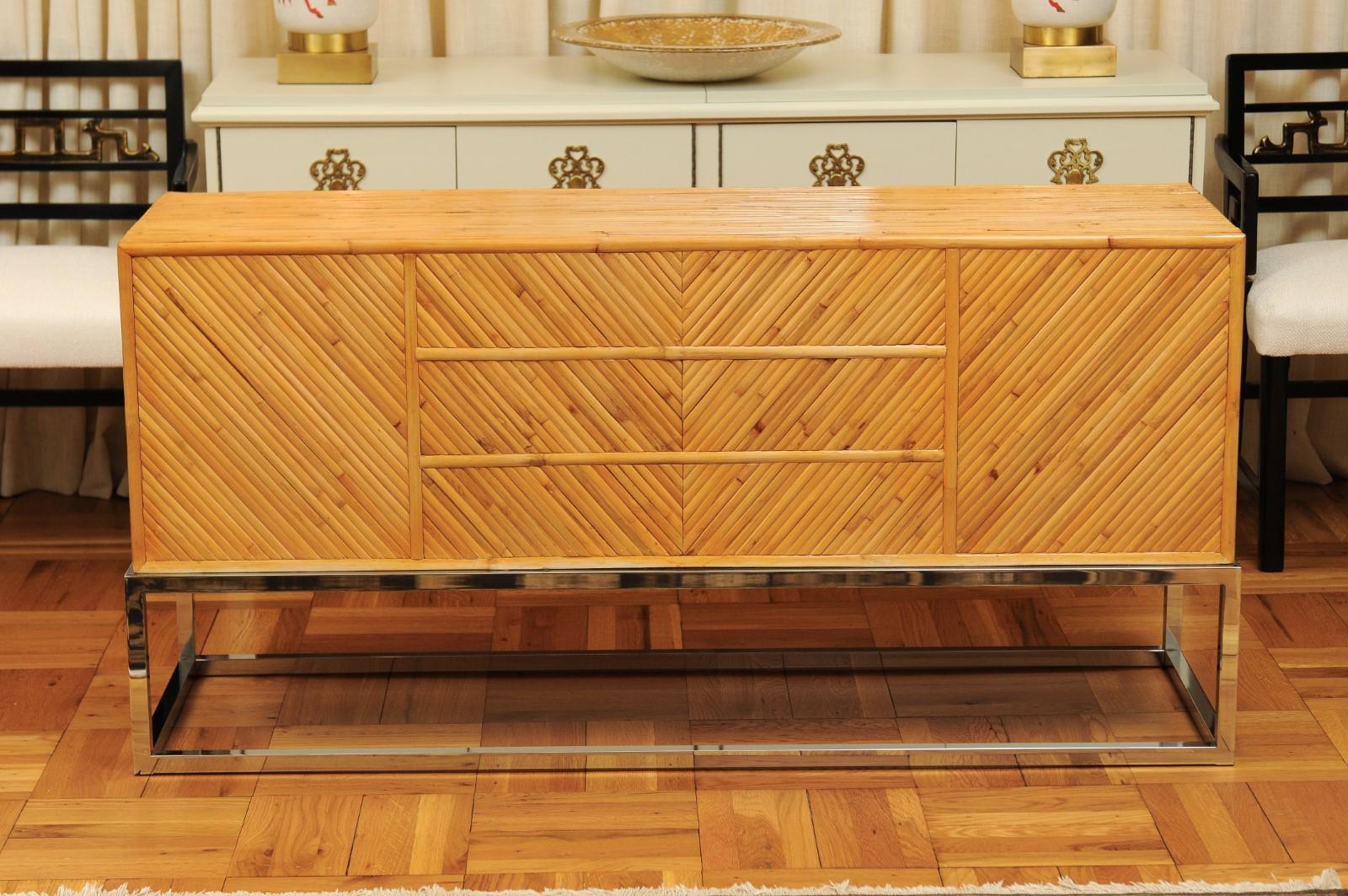 Superb Restored Bamboo Credenza in the Style of Milo Baughman, circa 1975 For Sale 7