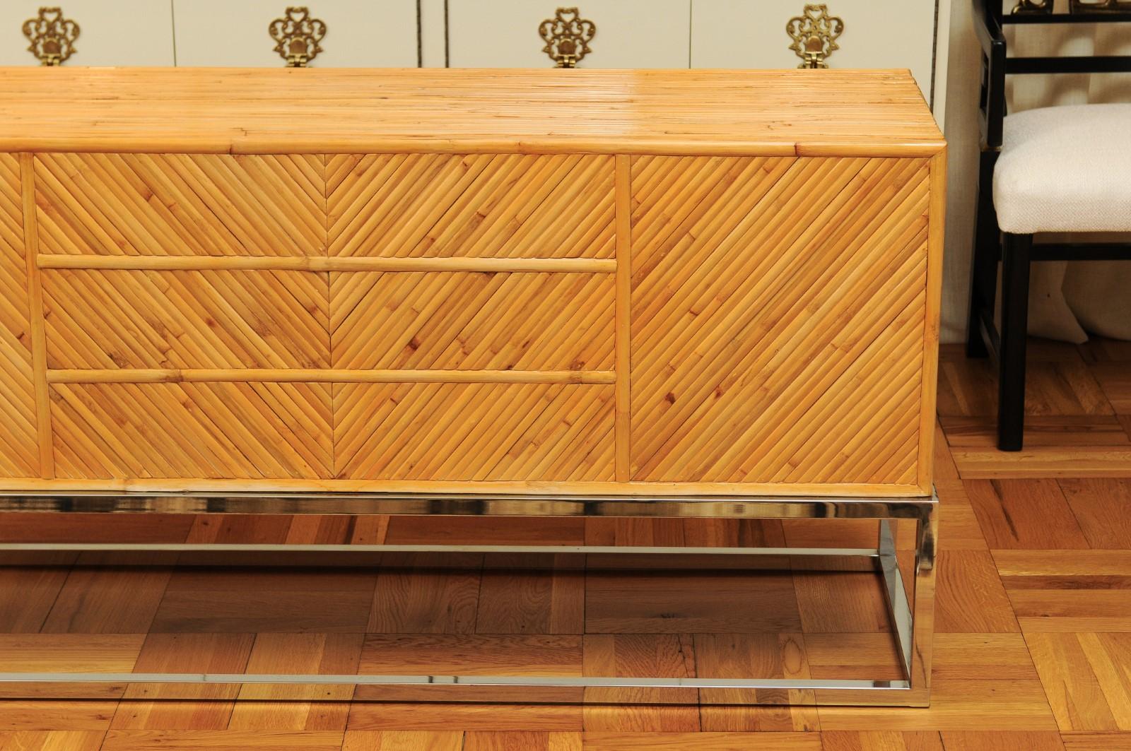 Superb Restored Bamboo Credenza in the Style of Milo Baughman, circa 1975 For Sale 8