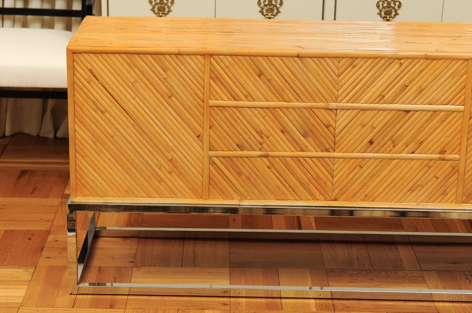 Superb Restored Bamboo Credenza in the Style of Milo Baughman, circa 1975 For Sale 9