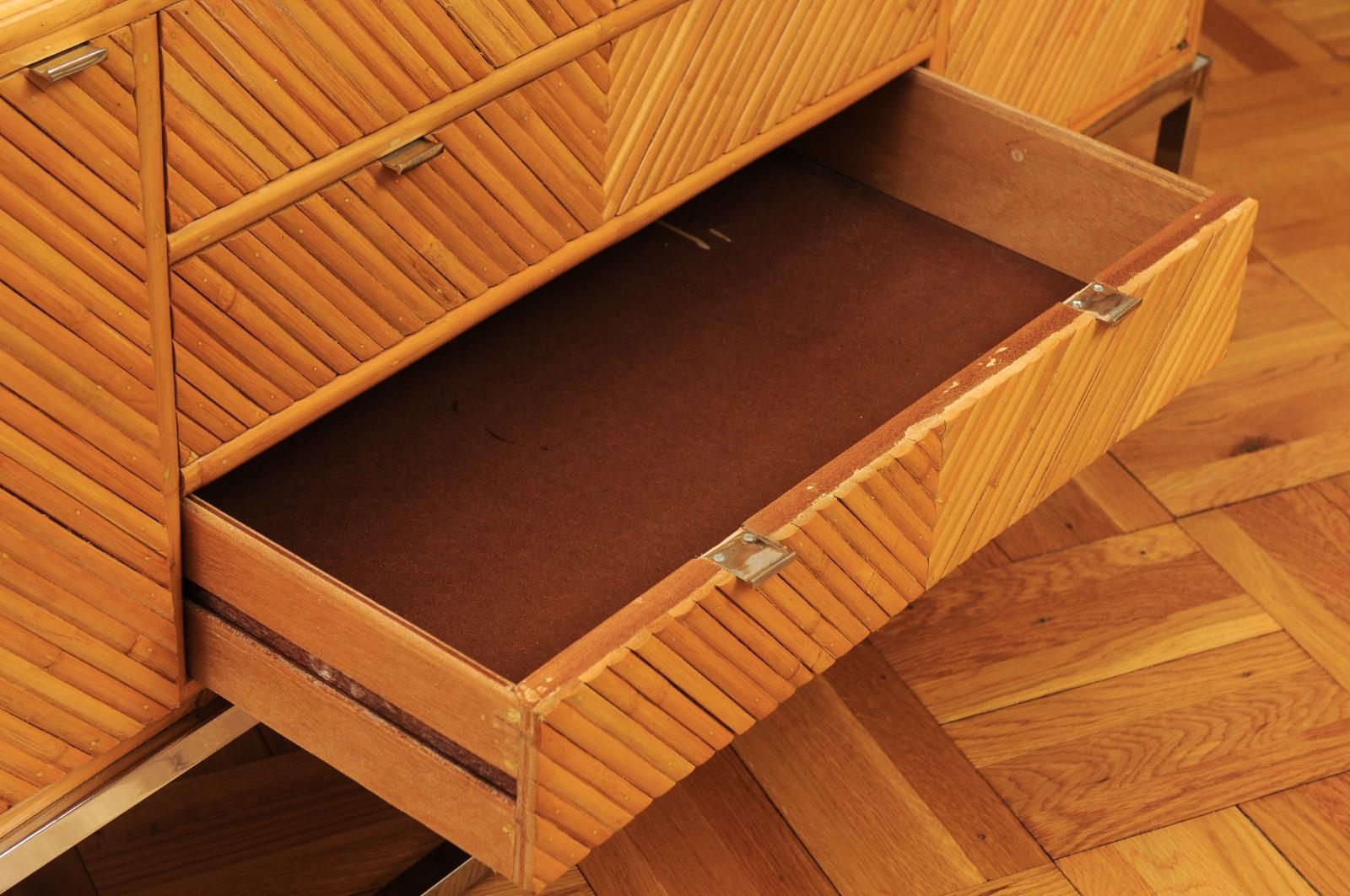 Superb Restored Bamboo Credenza in the Style of Milo Baughman, circa 1975 For Sale 2