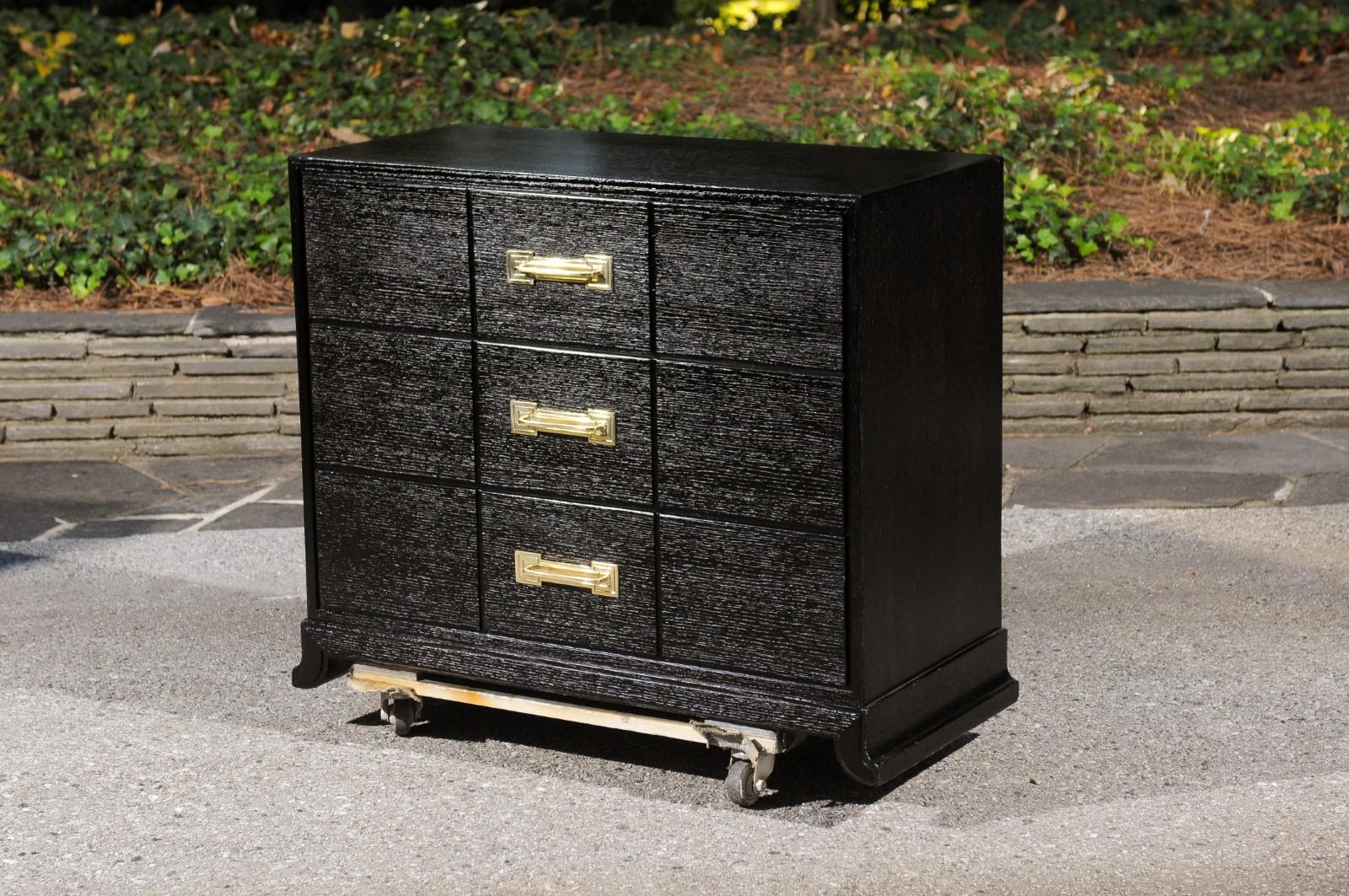 Superb Restored Cerused Oak Commode by Tommi Parzinger for Charak, circa 1945 For Sale 4