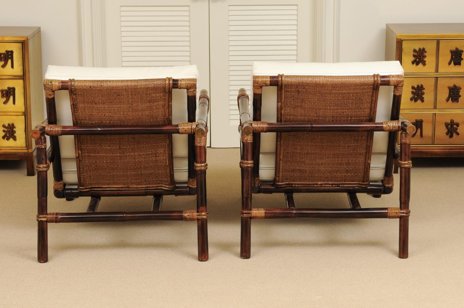 Superb Restored Pair of Campaign Loungers by Wisner for Ficks Reed, circa 1954 3