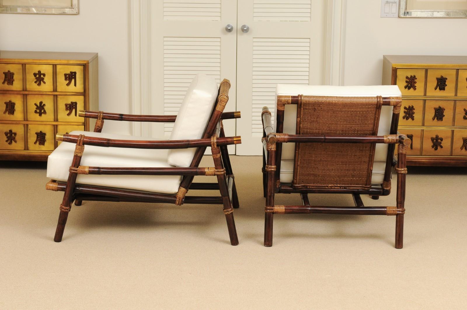 Superb Restored Pair of Campaign Loungers by Wisner for Ficks Reed, circa 1954 4