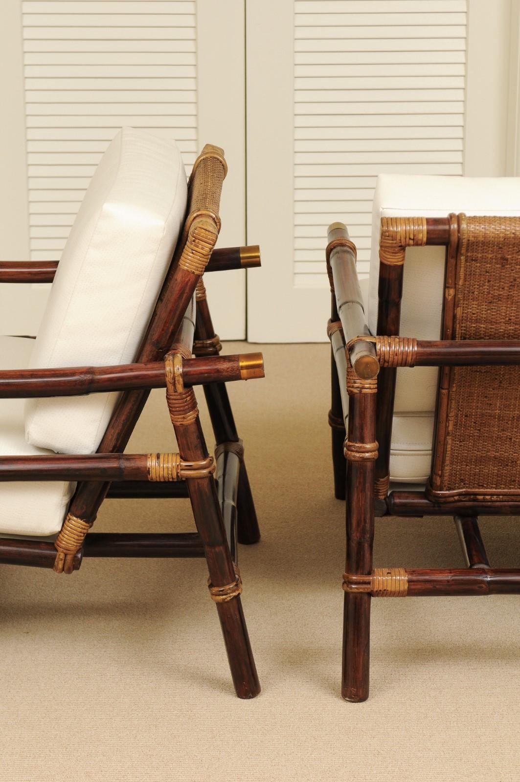 Superb Restored Pair of Campaign Loungers by Wisner for Ficks Reed, circa 1954 5