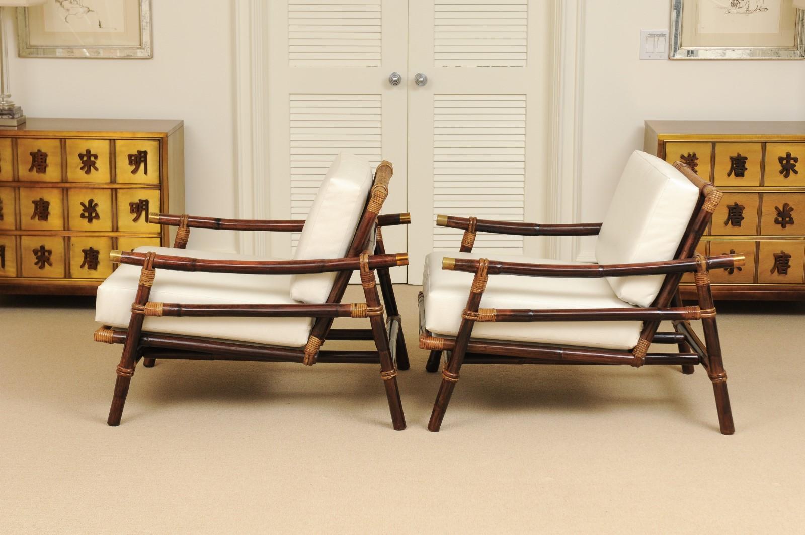 Superb Restored Pair of Campaign Loungers by Wisner for Ficks Reed, circa 1954 6