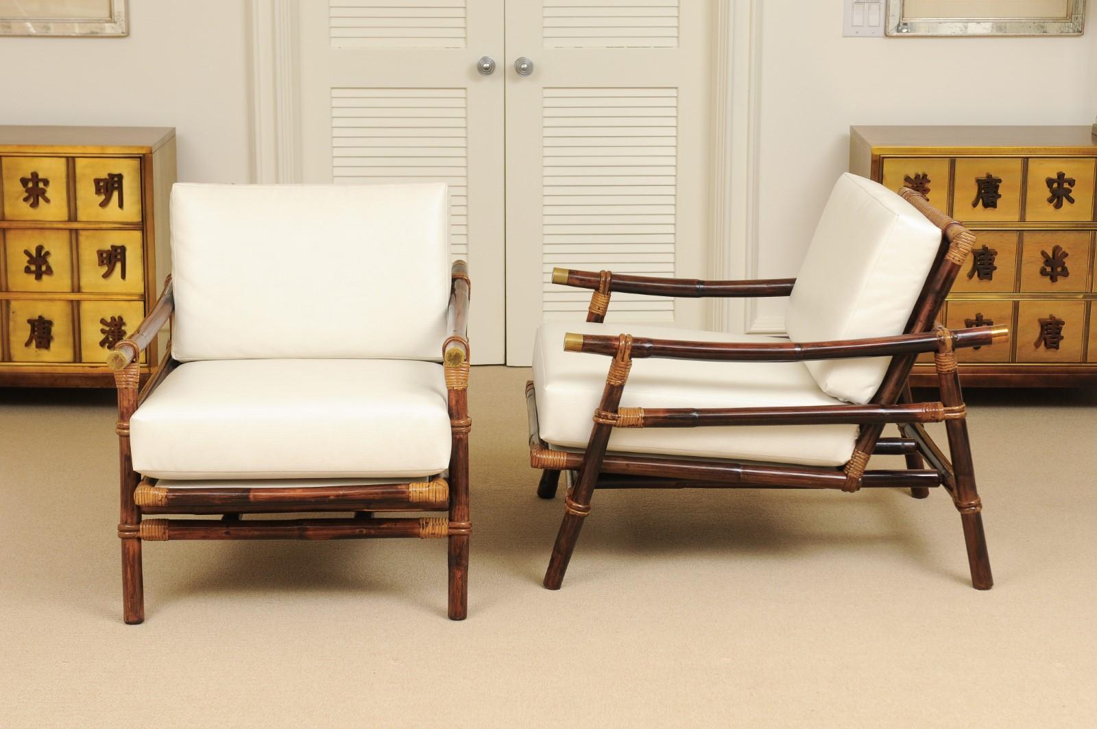 Superb Restored Pair of Campaign Loungers by Wisner for Ficks Reed, circa 1954 7