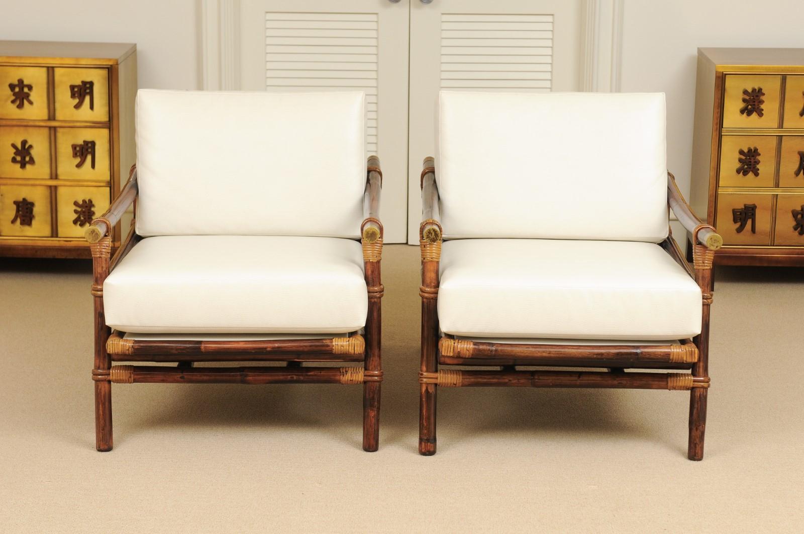 Superb Restored Pair of Campaign Loungers by Wisner for Ficks Reed, circa 1954 8