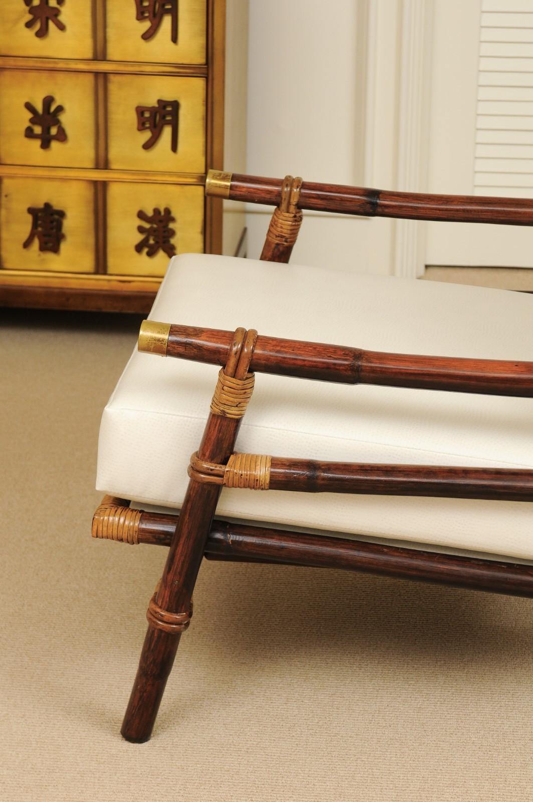 Superb Restored Pair of Campaign Loungers by Wisner for Ficks Reed, circa 1954 10