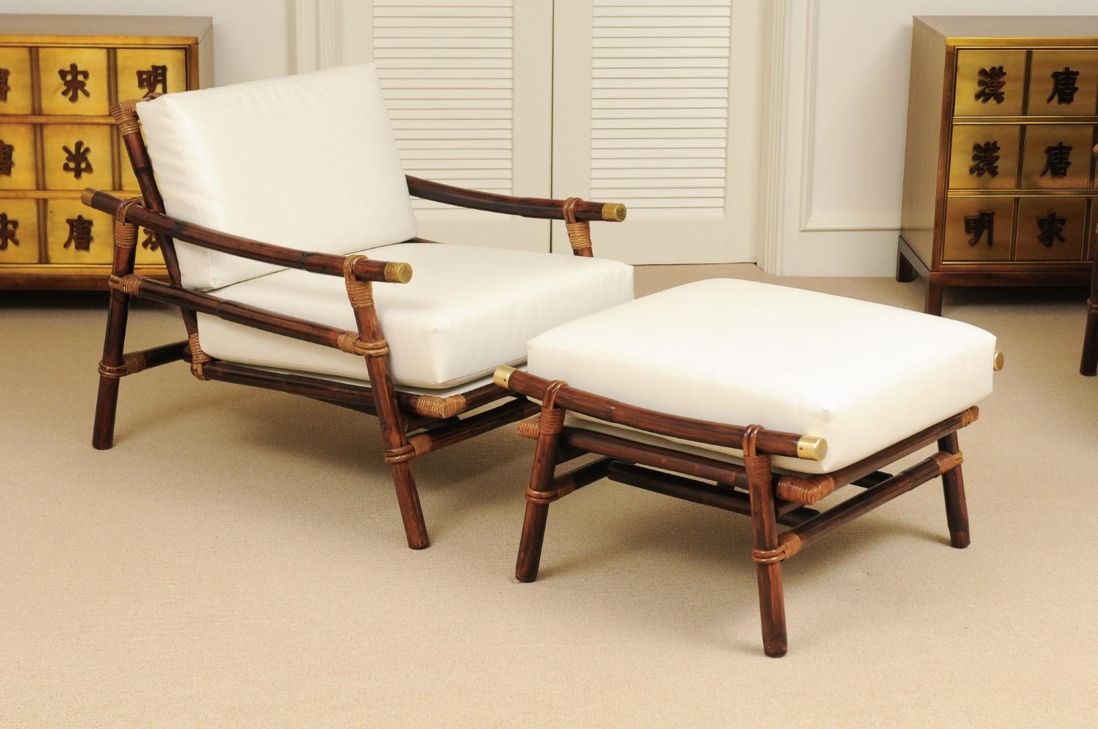 Superb Restored Pair of Campaign Loungers by Wisner for Ficks Reed, circa 1954 11