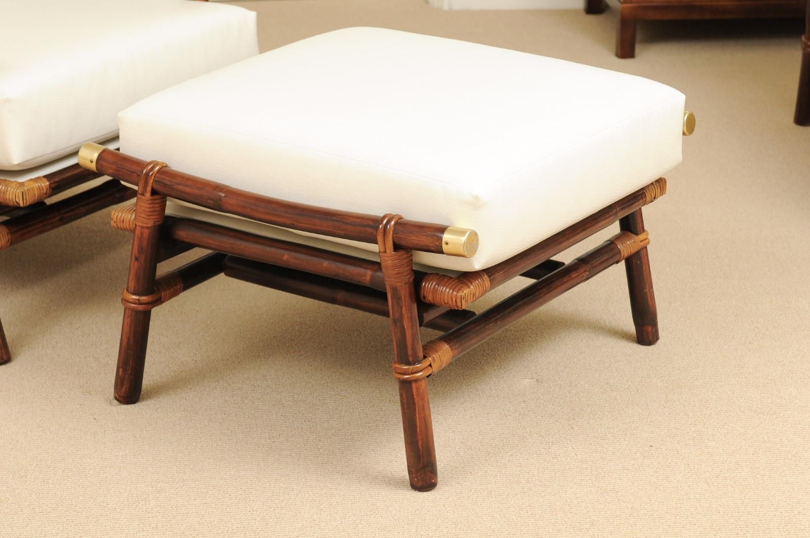 Superb Restored Pair of Campaign Loungers by Wisner for Ficks Reed, circa 1954 12