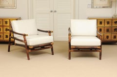 Superb Restored Pair of Campaign Loungers by Wisner for Ficks Reed, circa 1954