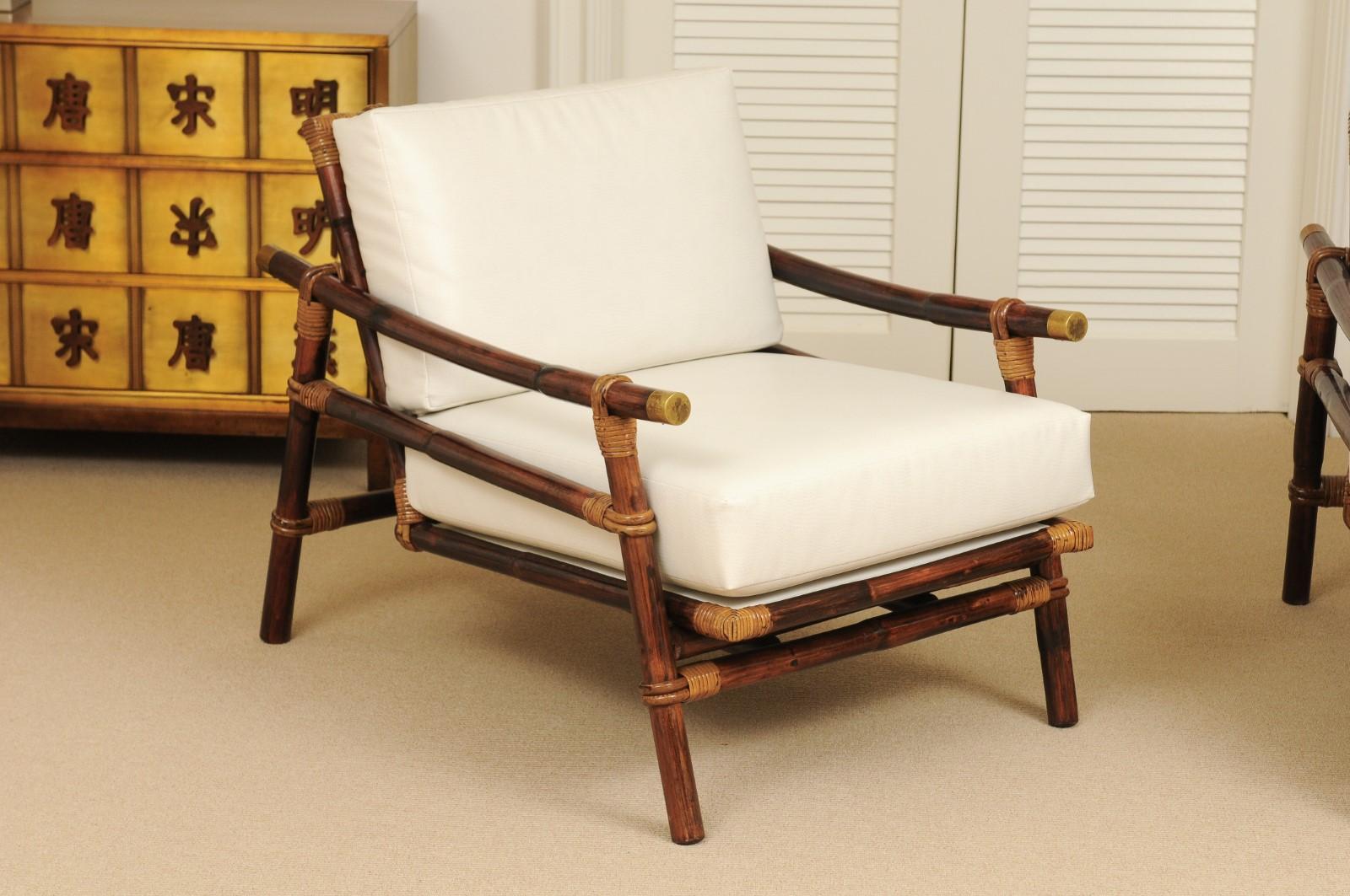 American Superb Restored Pair of Campaign Loungers by Wisner for Ficks Reed, circa 1954