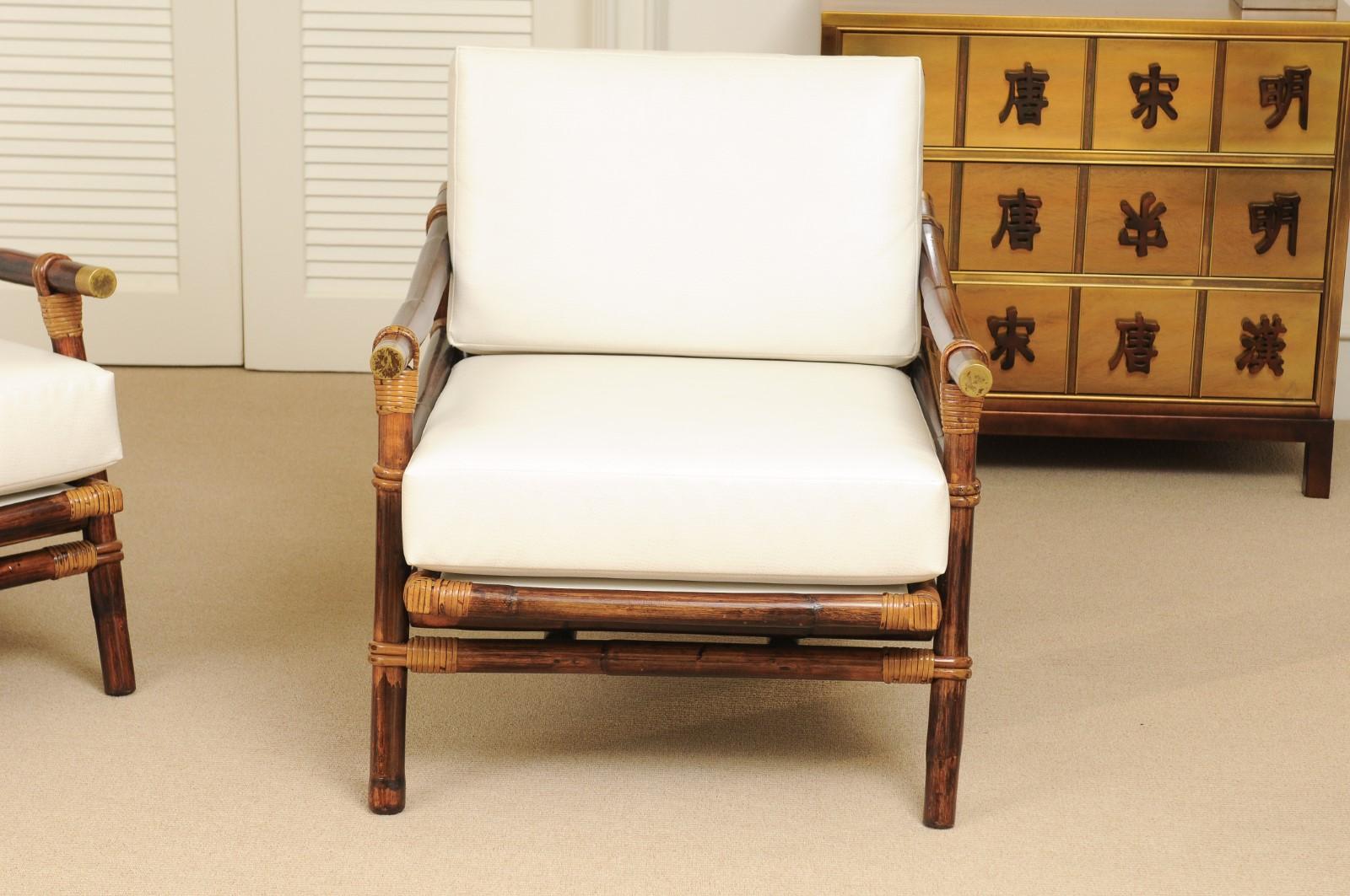 Superb Restored Pair of Campaign Loungers by Wisner for Ficks Reed, circa 1954 In Excellent Condition In Atlanta, GA
