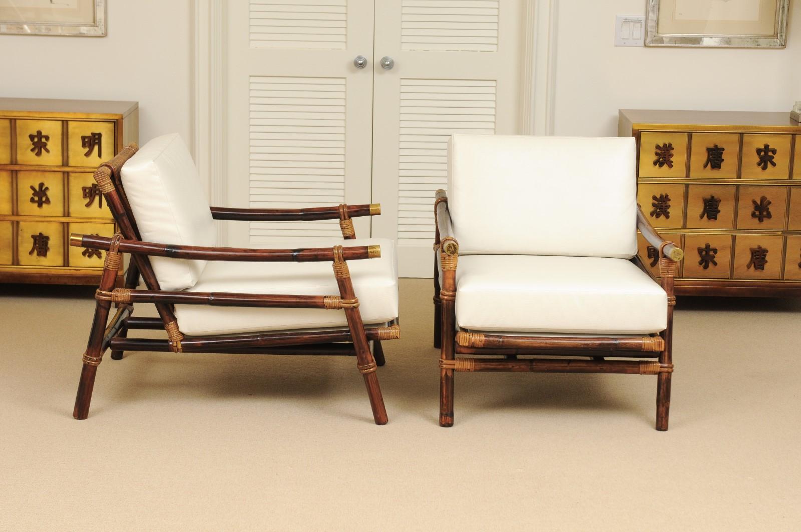 Mid-20th Century Superb Restored Pair of Campaign Loungers by Wisner for Ficks Reed, circa 1954