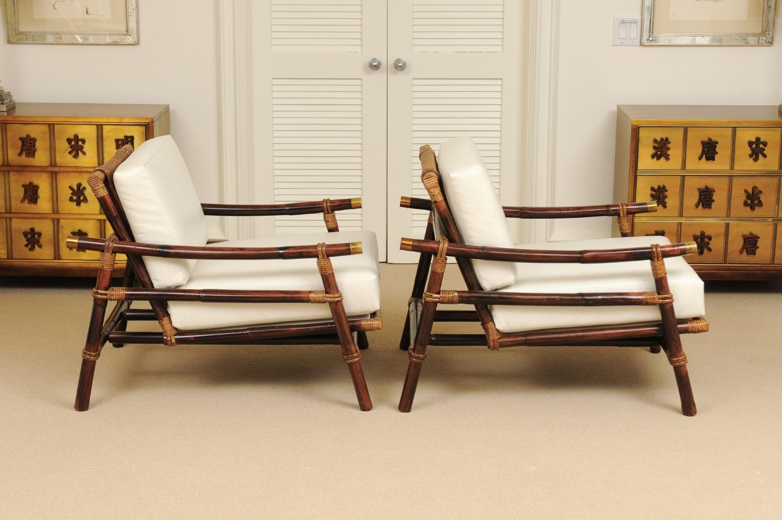 Superb Restored Pair of Campaign Loungers by Wisner for Ficks Reed, circa 1954 2