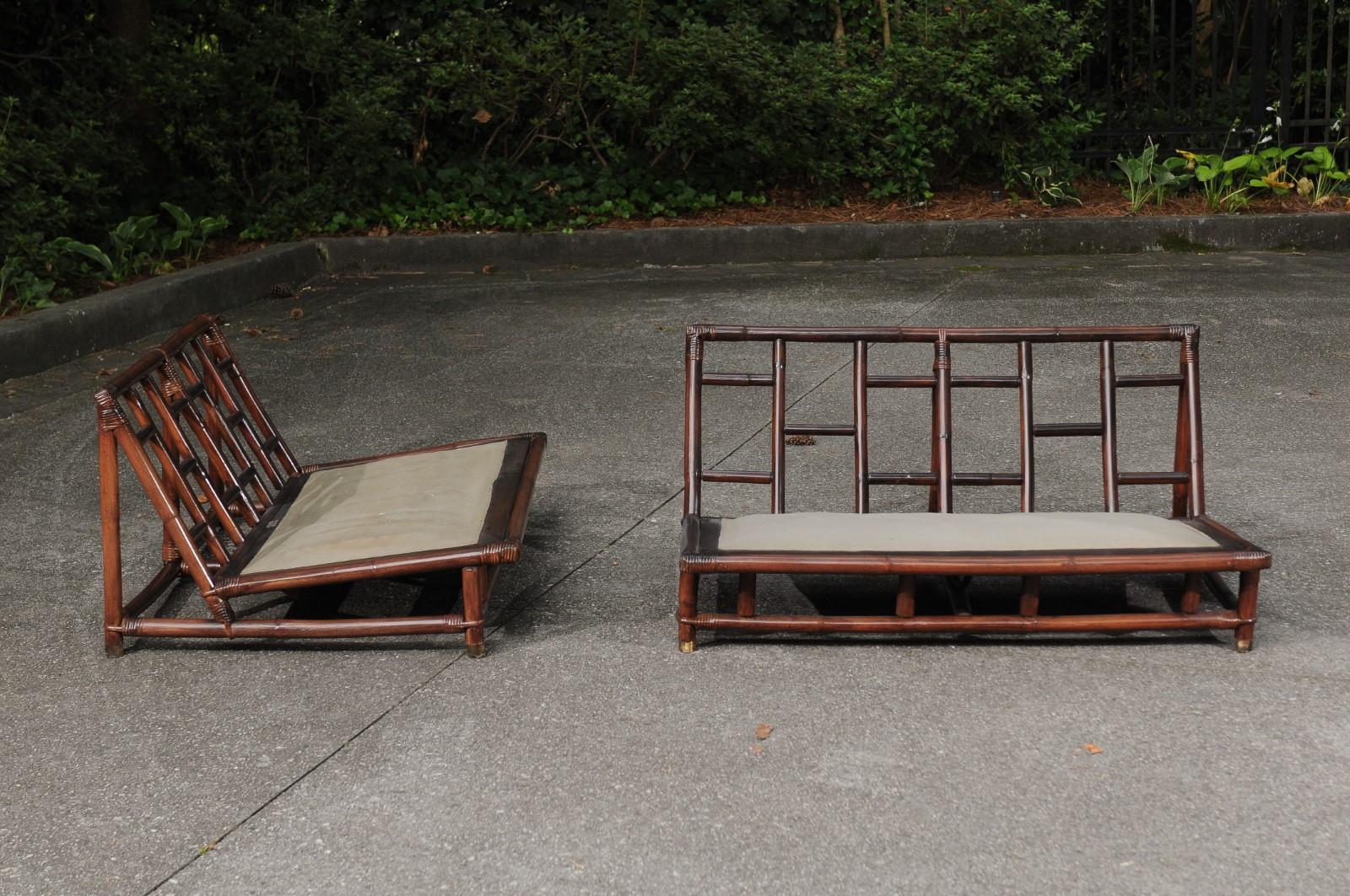 Superb Restored Pair of Loveseats by Wisner for Ficks Reed, circa 1954 For Sale 3