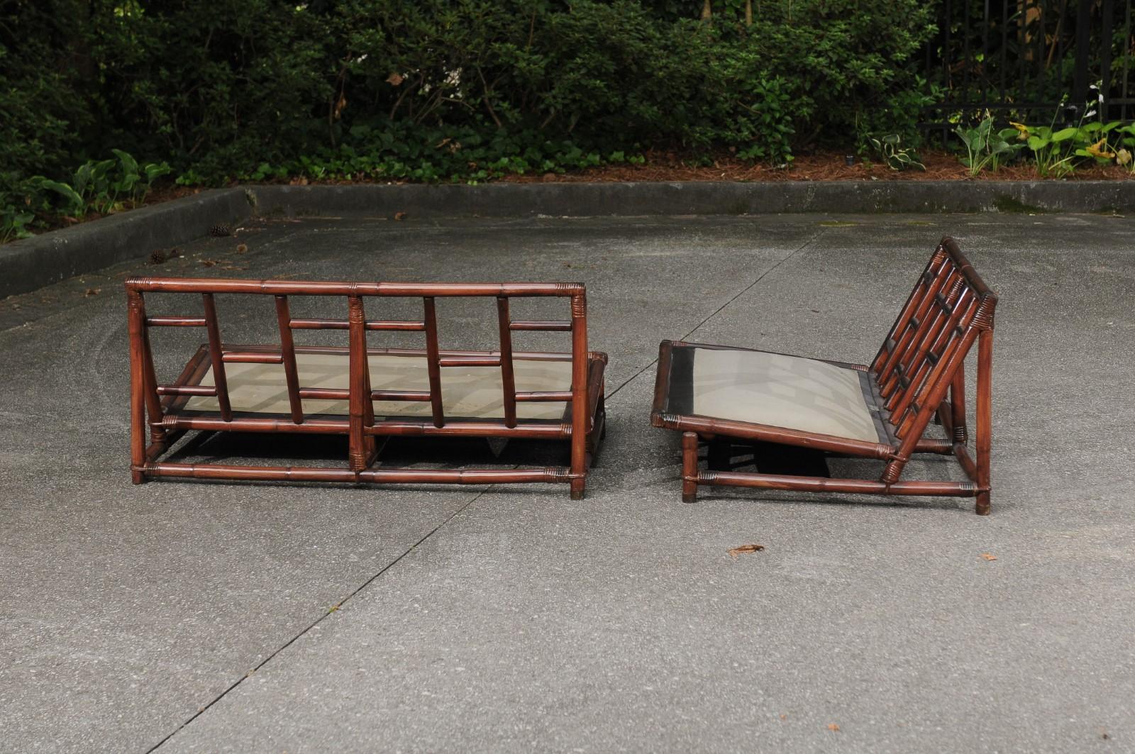 Superb Restored Pair of Loveseats by Wisner for Ficks Reed, circa 1954 For Sale 7