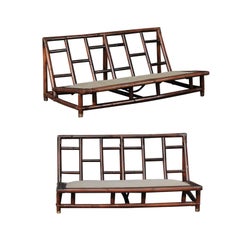 Superbe paire de chaises Loveseats restaurées par Wisner pour Ficks Reed, vers 1954