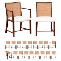 Superb Restored Set 20 Walnut and Cane Dining Chairs by Michael Taylor