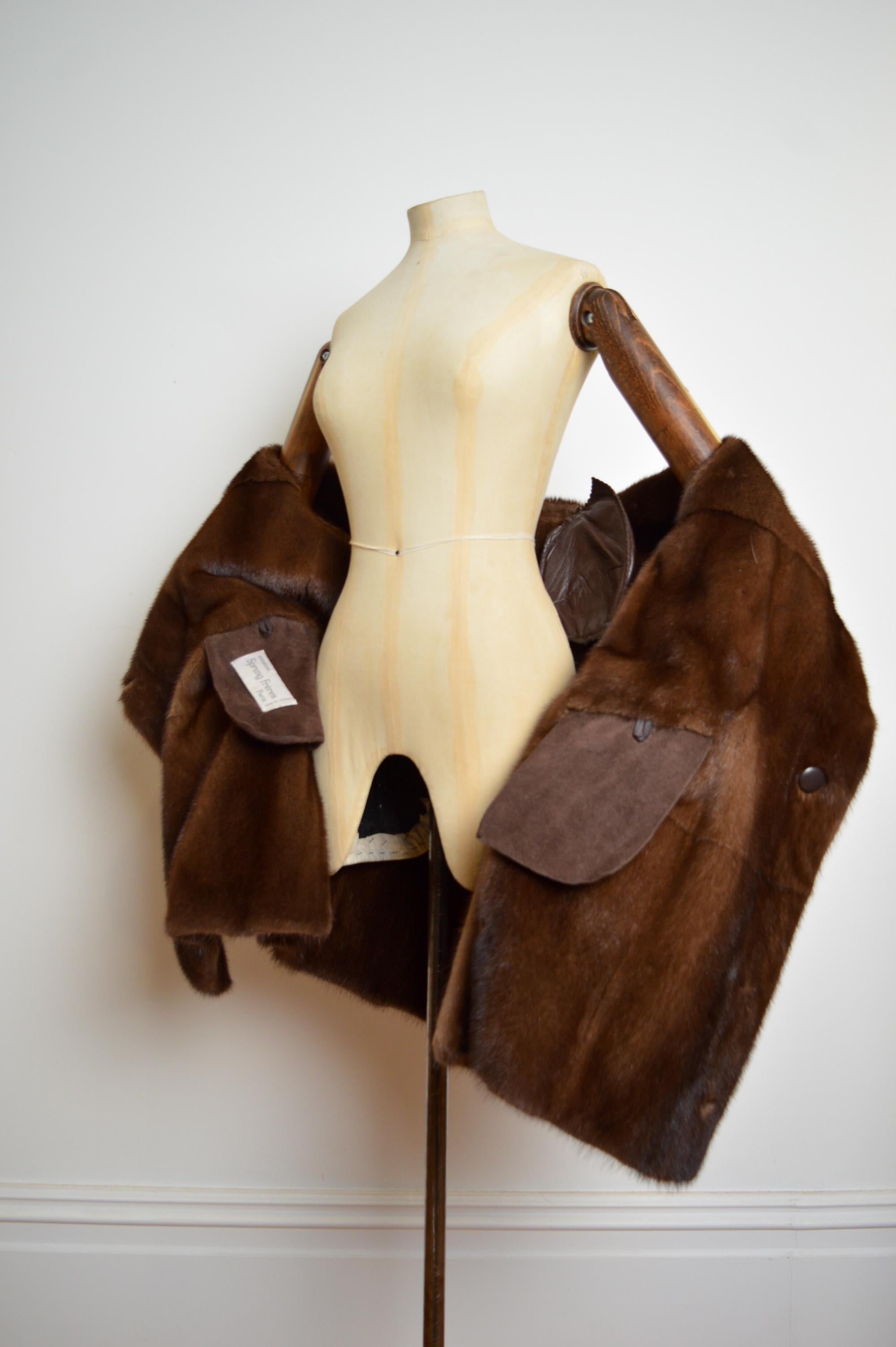 Superb Reversible Vintage Belted Mink Fur Coat & Suede Trim Sheepskin Jacket For Sale 2