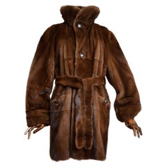 Superb Reversible Vintage Belted Mink Pelzmantel & Wildleder Trim Schaffell Jacke