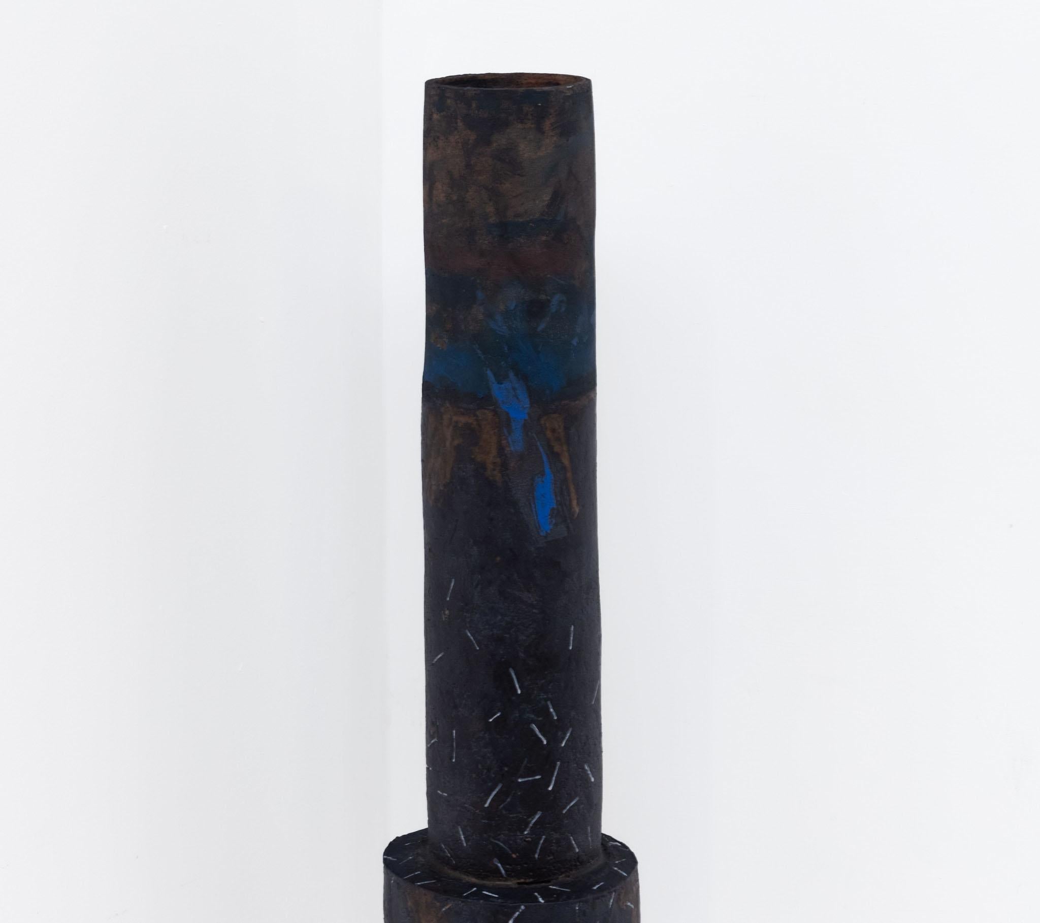 Mid-Century Modern Superbe vase cylindrique en grès de Robin Welch pour le sol Studio 1990 en vente