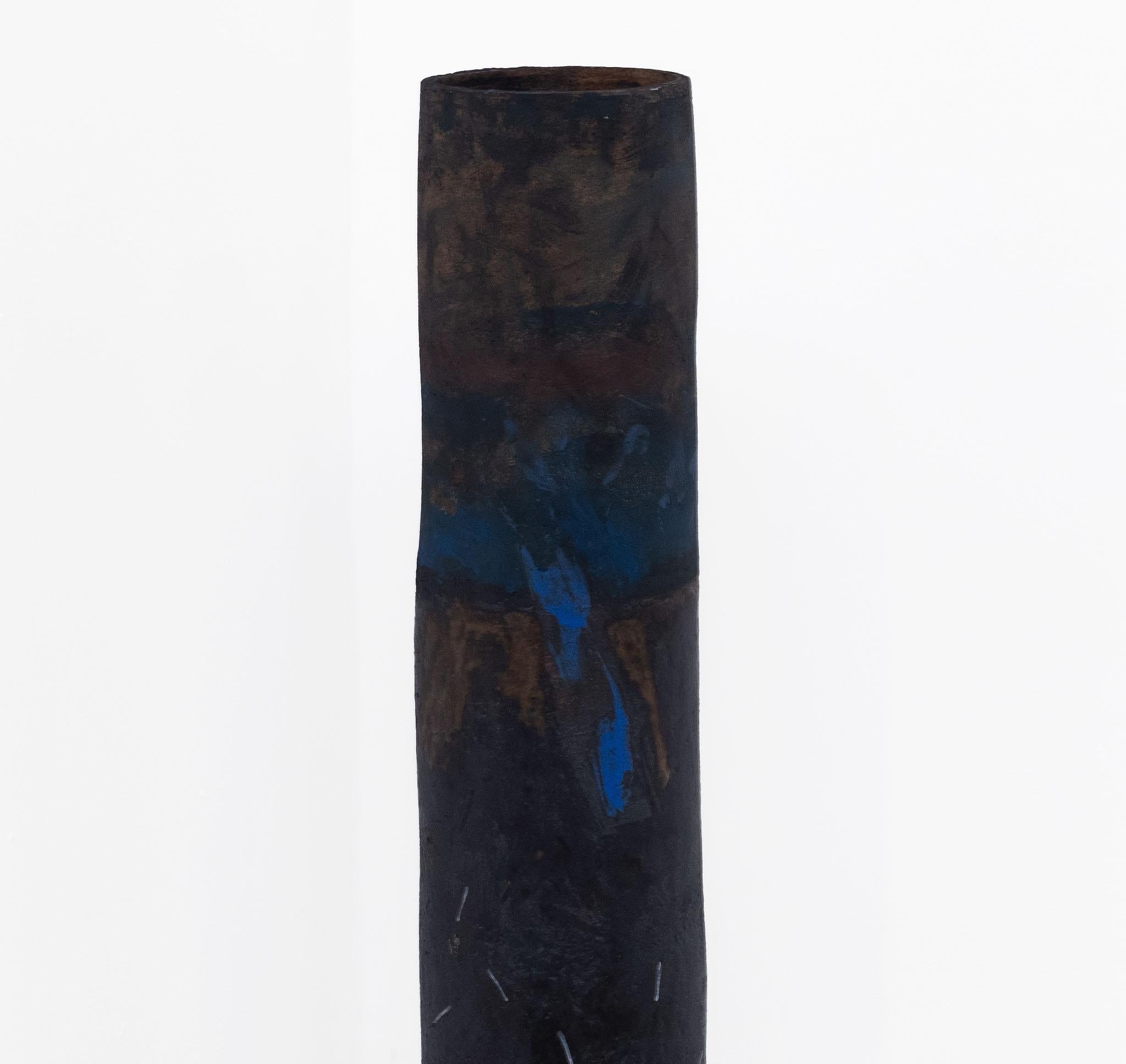Anglais Superbe vase cylindrique en grès de Robin Welch pour le sol Studio 1990 en vente