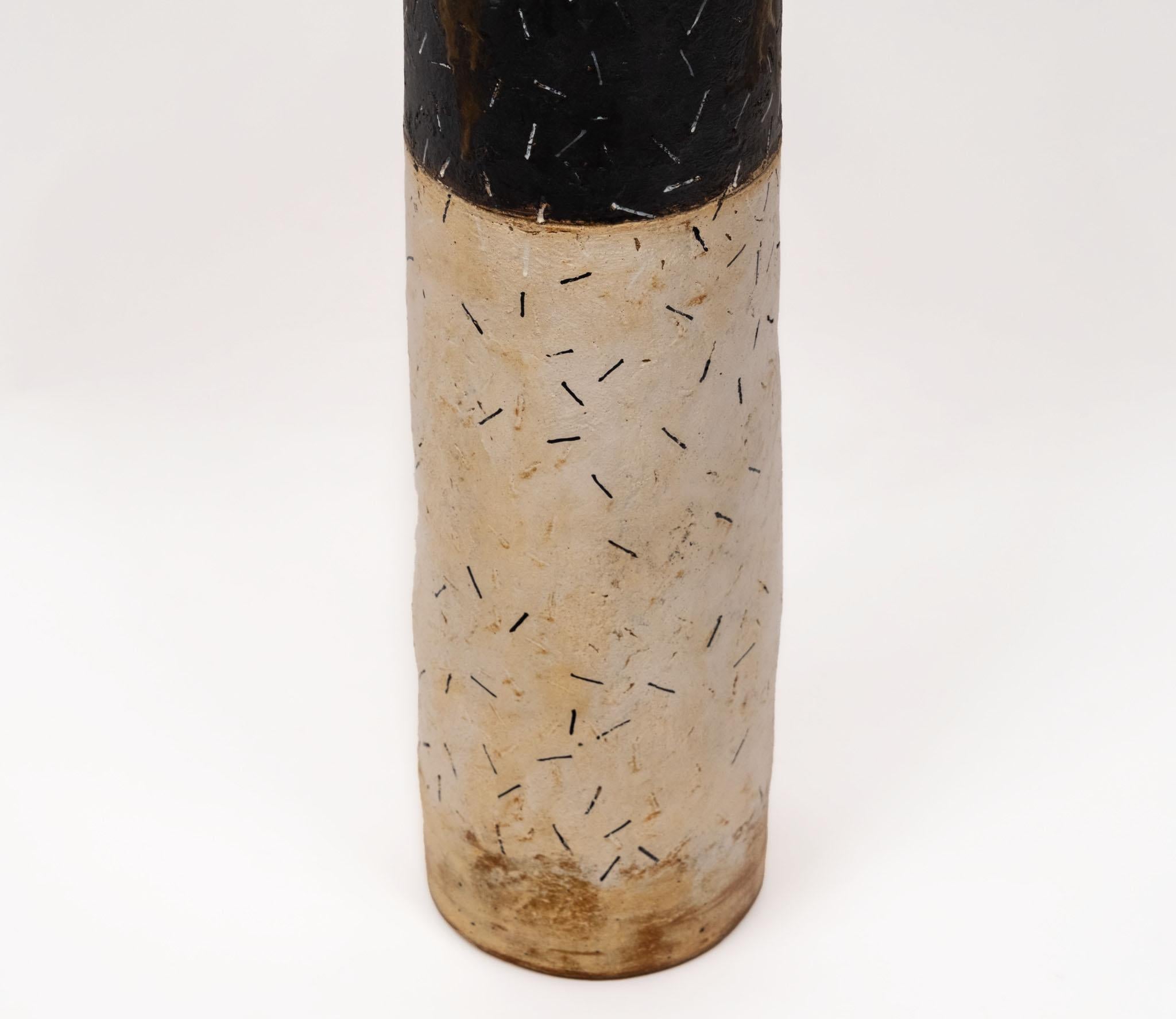 20ième siècle Superbe vase cylindrique en grès de Robin Welch pour le sol Studio 1990 en vente