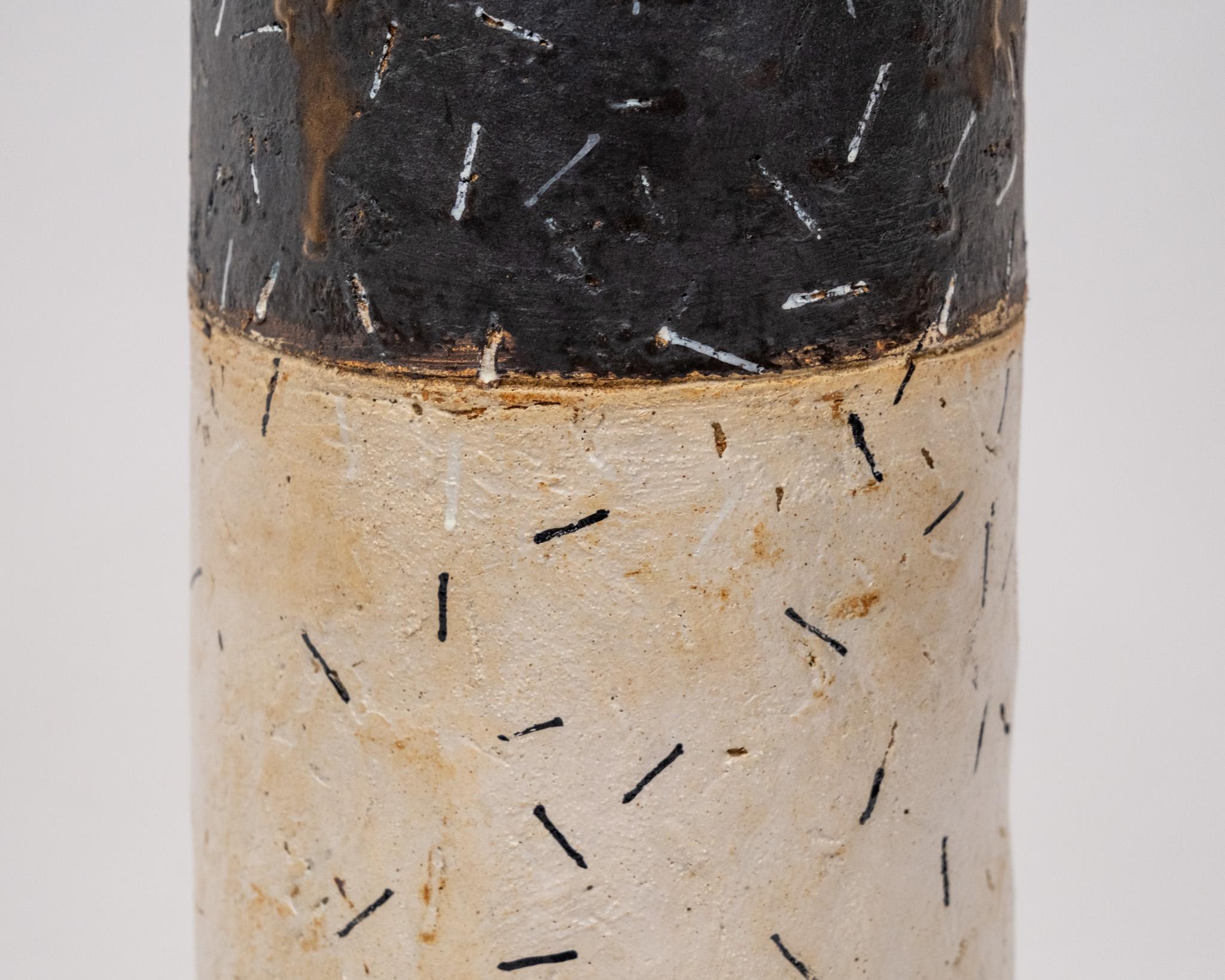 Superbe vase cylindrique en grès de Robin Welch pour le sol Studio 1990 en vente 1