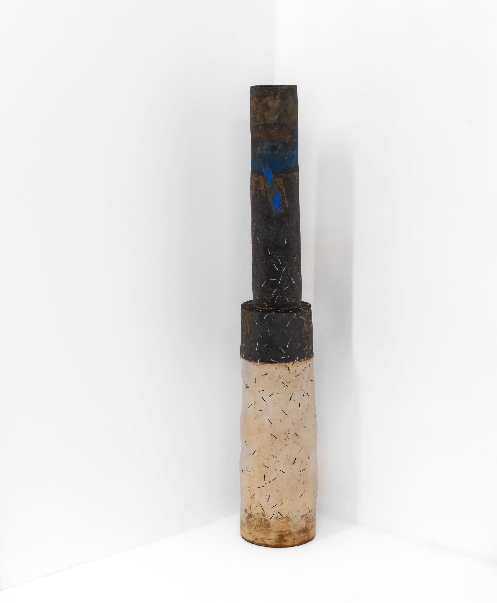 Superbe vase cylindrique en grès de Robin Welch pour le sol Studio 1990 en vente 2