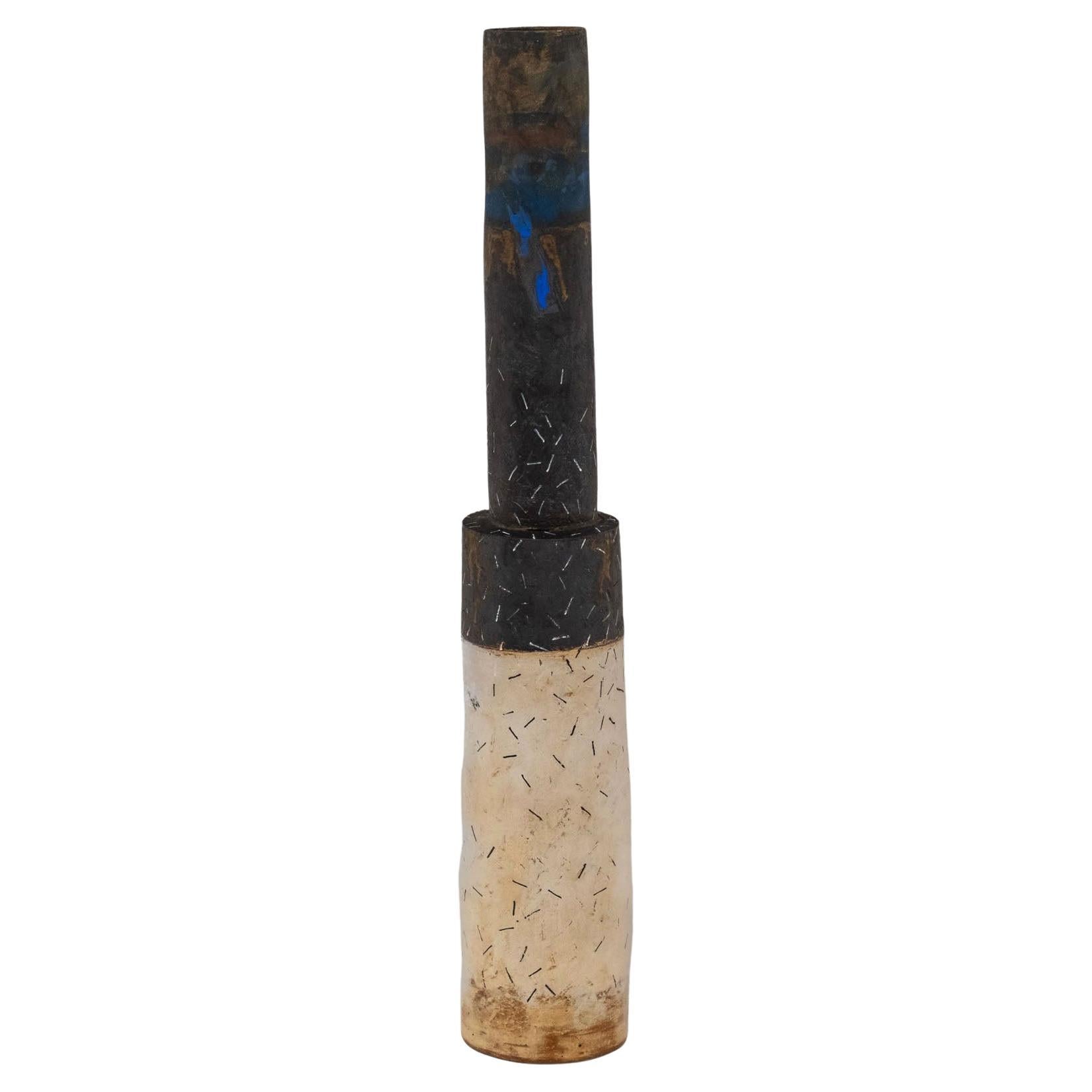 Superbe vase cylindrique en grès de Robin Welch pour le sol Studio 1990 en vente