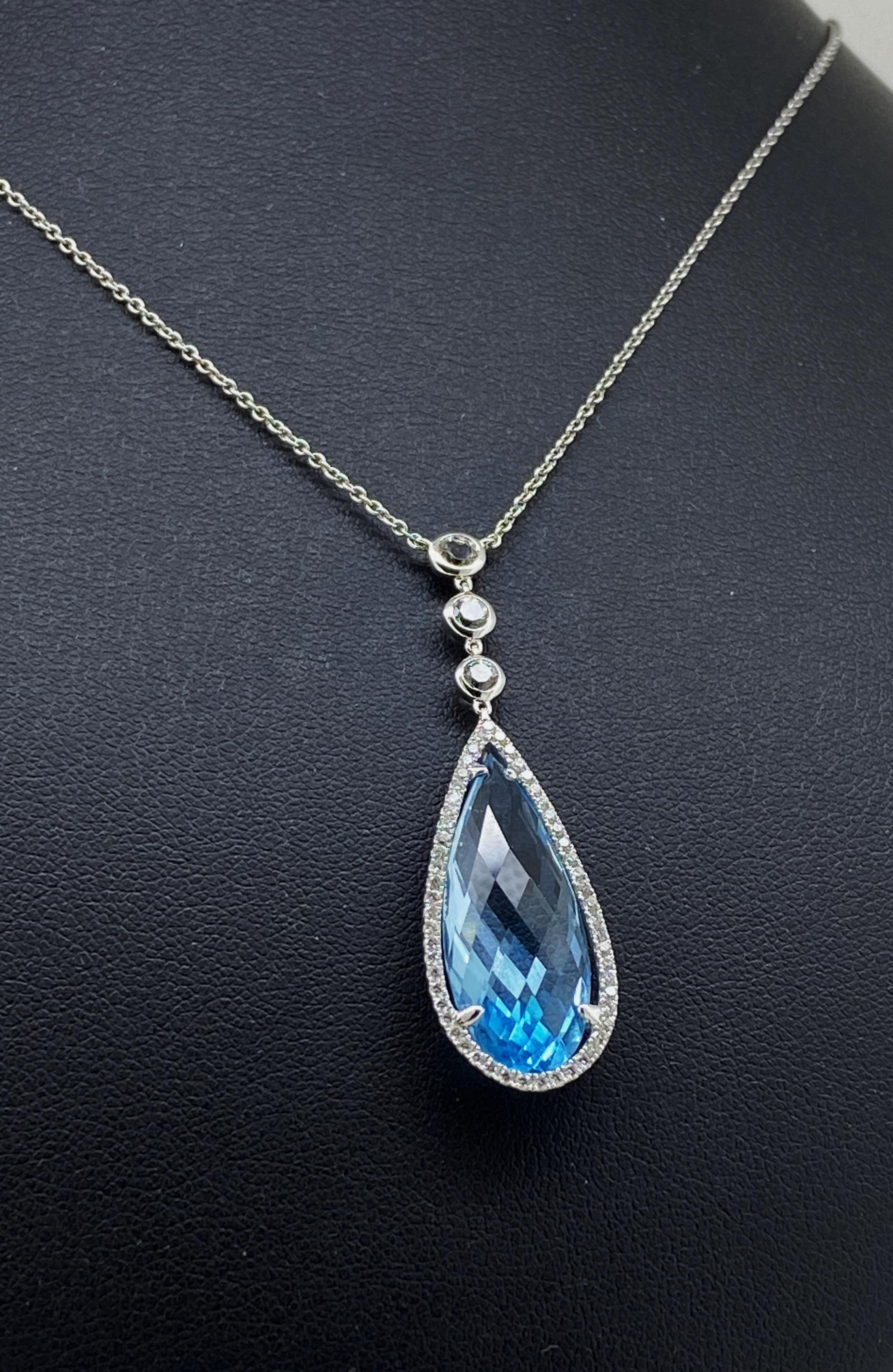 Magnífico Colgante Rosendorff de Aguamarina y Diamante talla pera de 6,50 ct en Oro Blanco de 18 quilates Corte pera en venta