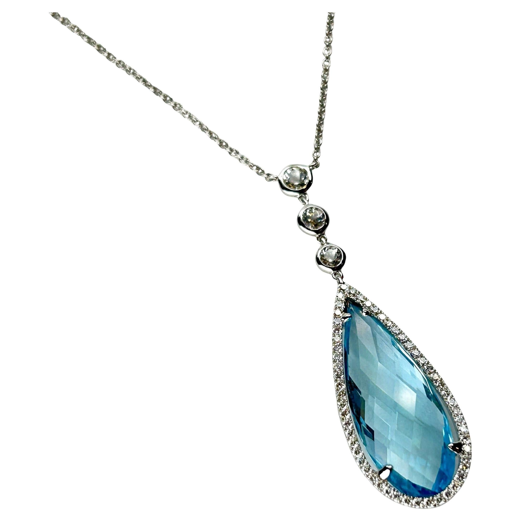 Magnífico Colgante Rosendorff de Aguamarina y Diamante talla pera de 6,50 ct en Oro Blanco de 18 quilates en venta