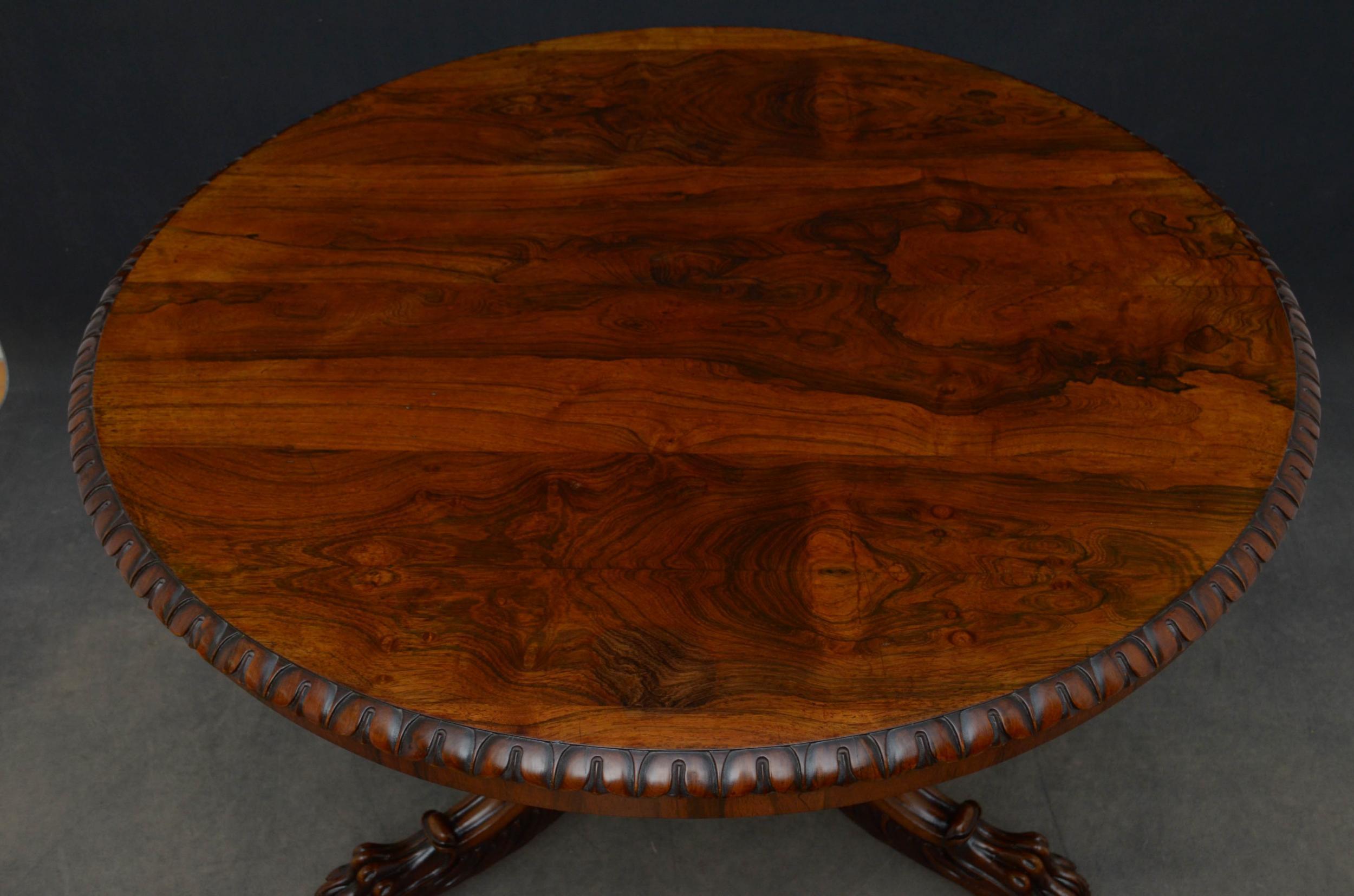British Superb Rosewood Centre Table, Stamped Gillows