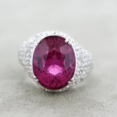 Superb Rubellite Tourmaline Diamond Gold Ring