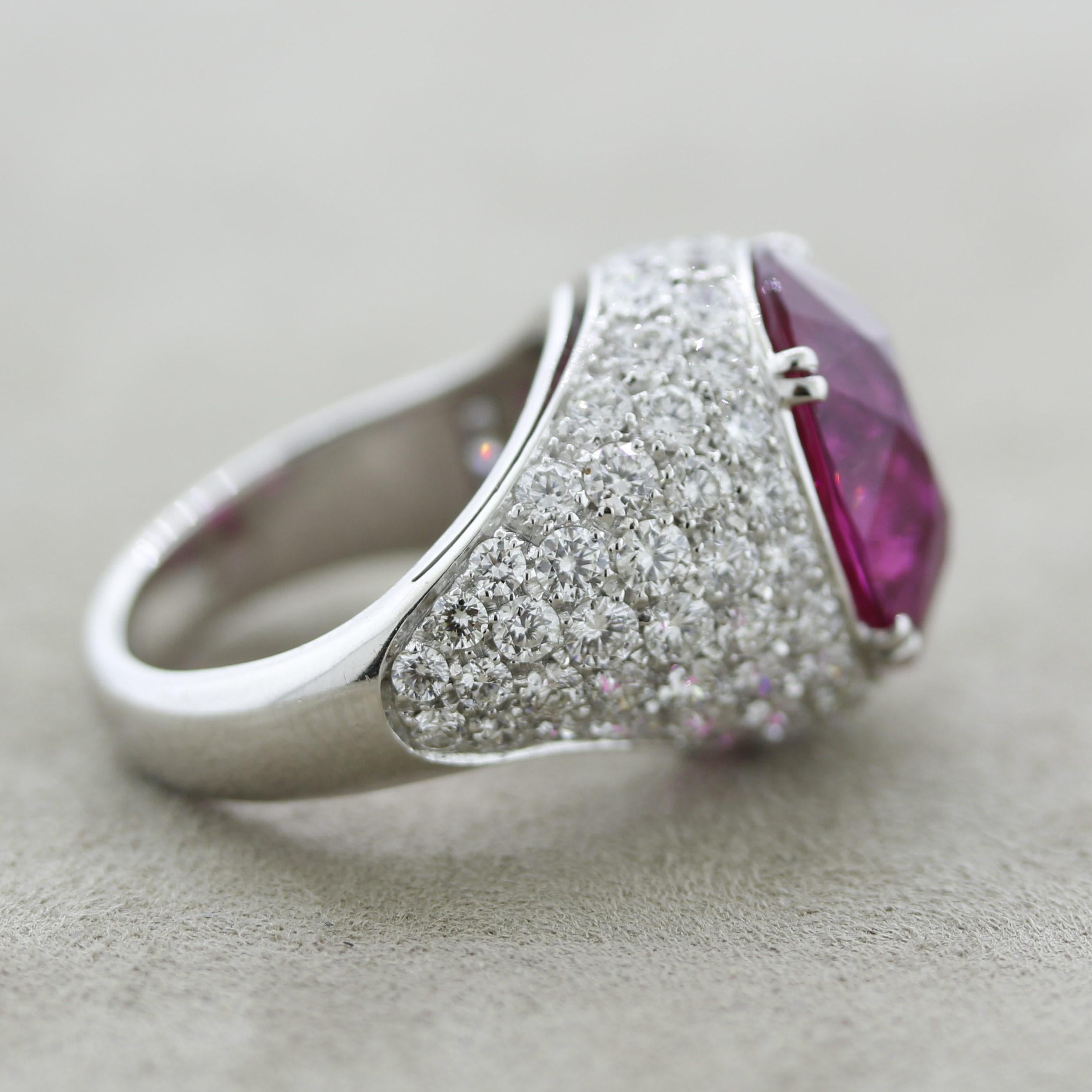 Women's Superb Rubellite Tourmaline Diamond Gold Ring For Sale